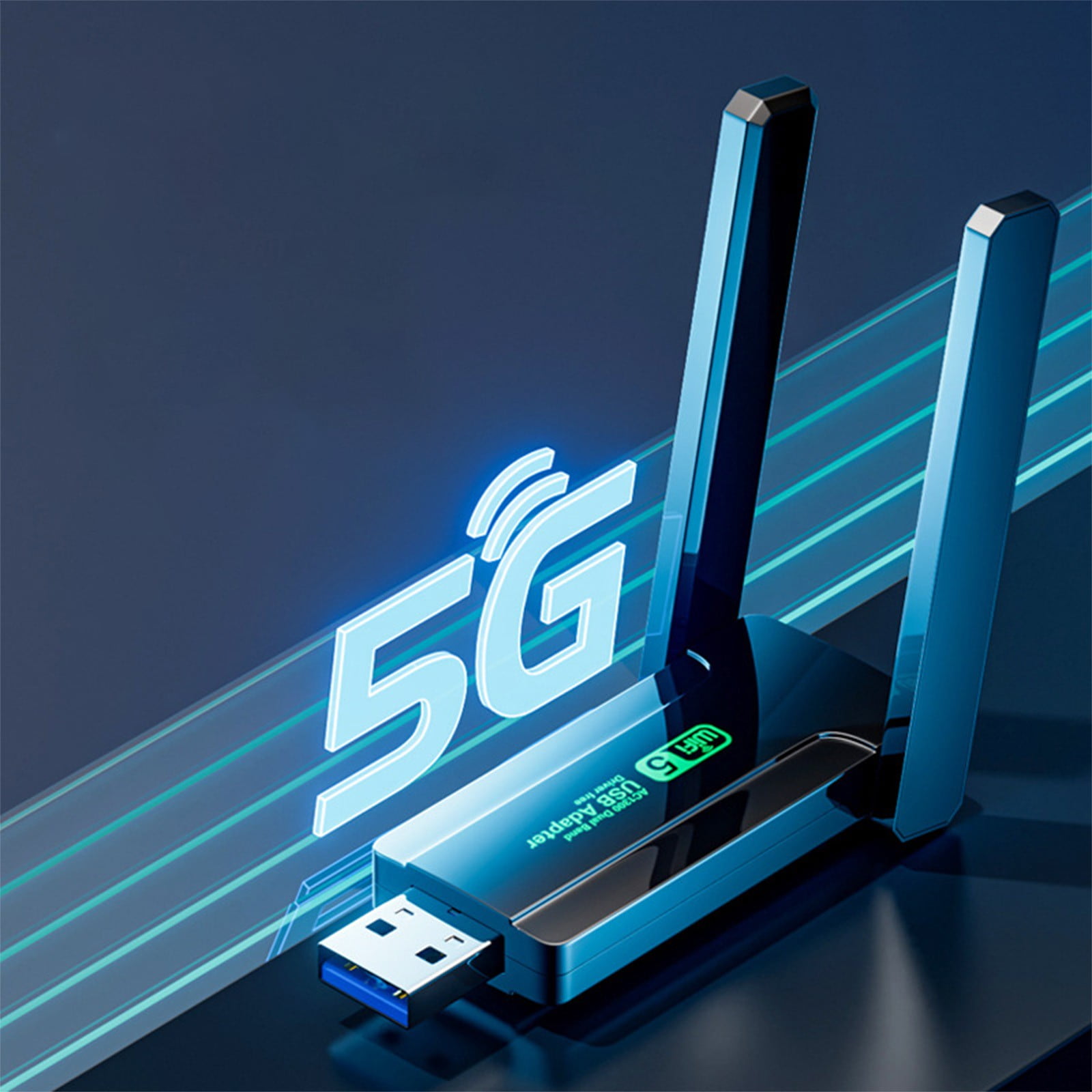 WiFi Extender, WiFi Range Extender, 1300M 2.4G/5G Wireless Internet Booster, Wireless Signal Booster Repeater Internet WiFi, USB WiFi Adapter, for Home, USB Interface Black - Image 1