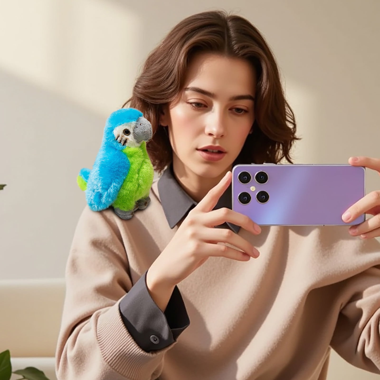 Shoulder Plush, Magnetic Plushs Toy Riding Stuffed Animals Toy, Cute Stuffed Doll with Magnet, Shoulder Parrot Plush Toy Home Decoration for Birthday Party Holiday Christmas Gift L - Image 6