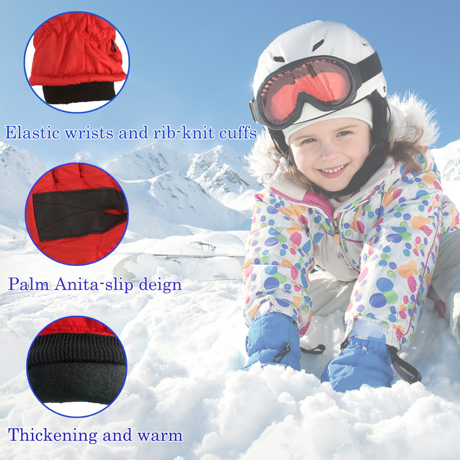 GXWEA 2T Gloves Kids Waterproof Gloves Kids Gloves Winter Gloves Thick Gloves Stretchy Warm Gloves Boys Girls 6-11 Year 7-12 Year AHA1 kids snow gloves Red - Image 4