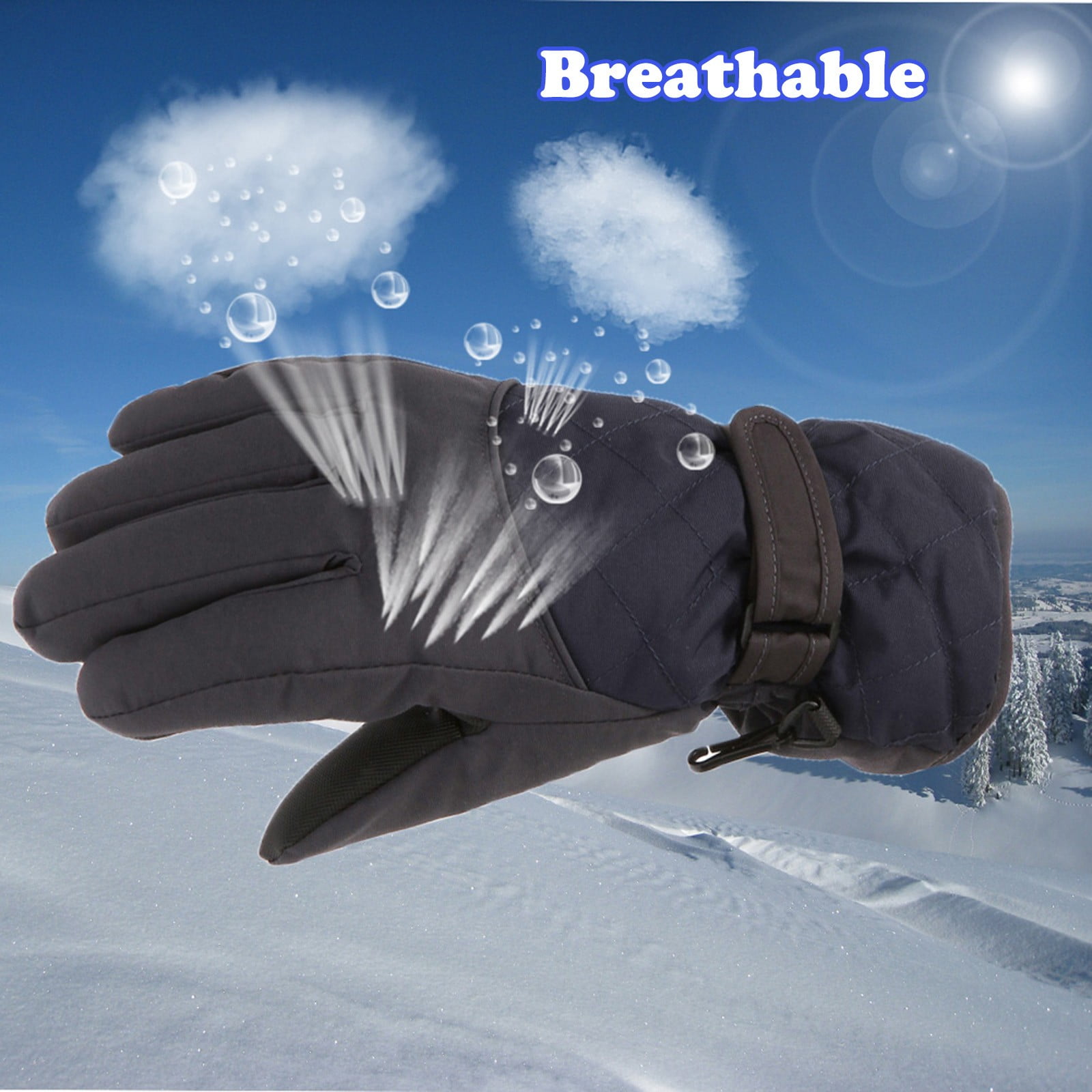 GXWEA 2T Gloves Kids Waterproof Gloves Kids Gloves Winter Gloves Thick Gloves Stretchy Warm Gloves Boys Girls 6-11 Year 10-16 Year AHA2 kids snow gloves Black - Image 6