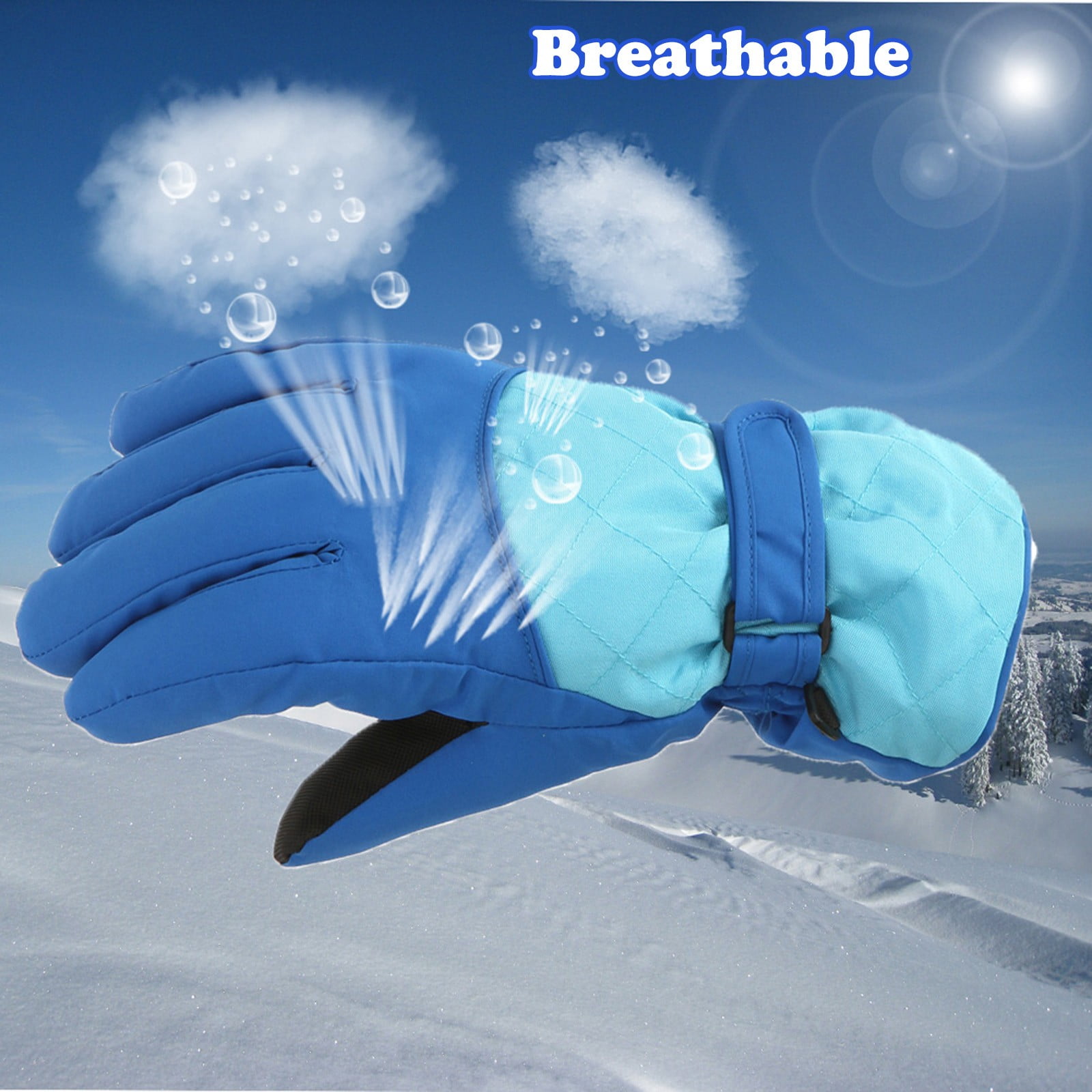 GXWEA 2T Gloves Kids Waterproof Gloves Kids Gloves Winter Gloves Thick Gloves Stretchy Warm Gloves Boys Girls 6-11 Year 10-16 Year AHA2 kids snow gloves Blue - Image 6
