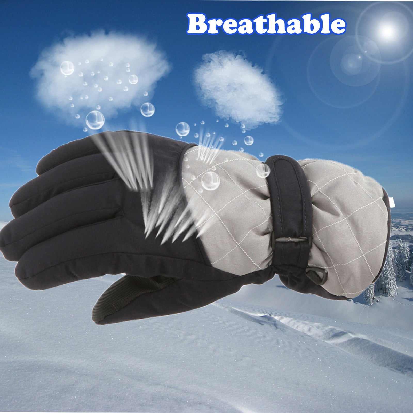 GXWEA 2T Gloves Kids Waterproof Gloves Kids Gloves Winter Gloves Thick Gloves Stretchy Warm Gloves Boys Girls 6-11 Year AHA2 kids snow gloves Grey - Image 6