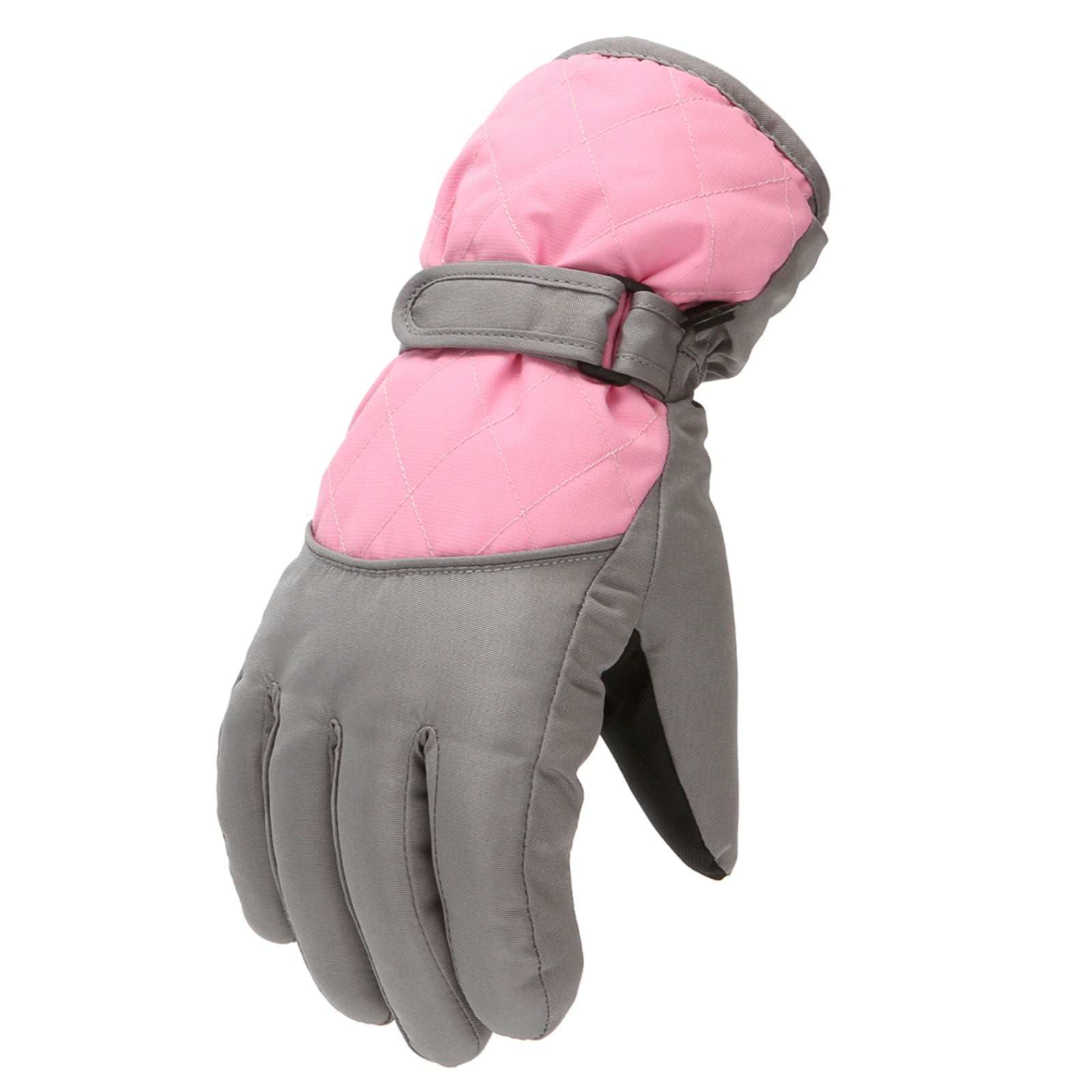 GXWEA 2T Gloves Kids Waterproof Gloves Kids Gloves Winter Gloves Thick Gloves Stretchy Warm Gloves Boys Girls 6-11 Year 10-16 Year AHA2 kids snow gloves Pink - Image 1