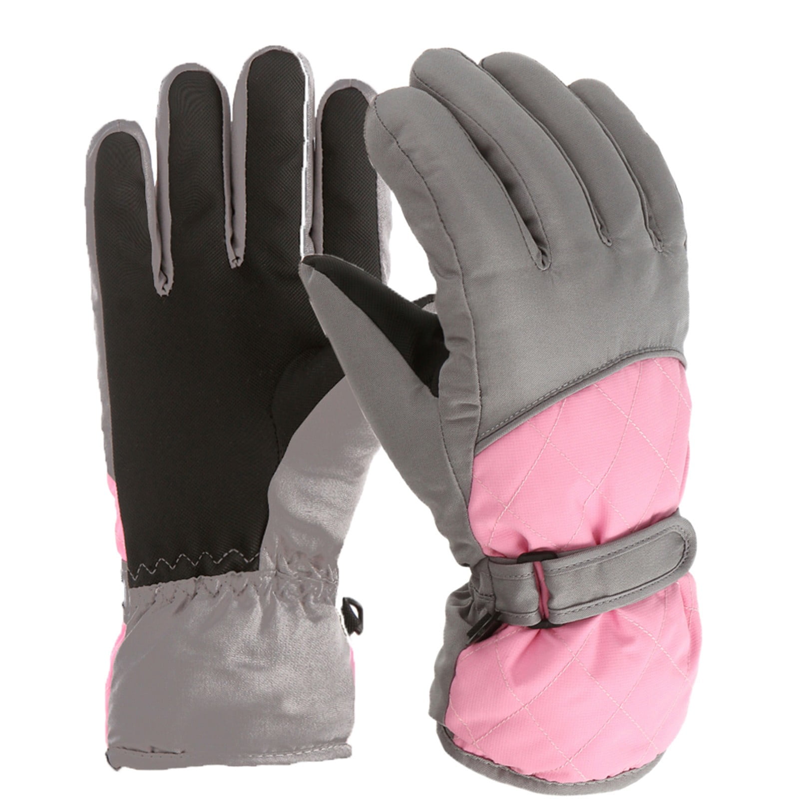 GXWEA 2T Gloves Kids Waterproof Gloves Kids Gloves Winter Gloves Thick Gloves Stretchy Warm Gloves Boys Girls 6-11 Year 10-16 Year AHA2 kids snow gloves Pink - Image 4