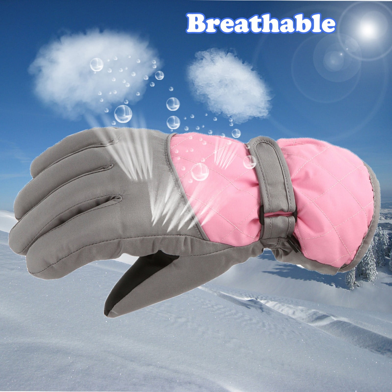 GXWEA 2T Gloves Kids Waterproof Gloves Kids Gloves Winter Gloves Thick Gloves Stretchy Warm Gloves Boys Girls 6-11 Year 10-16 Year AHA2 kids snow gloves Pink - Image 6