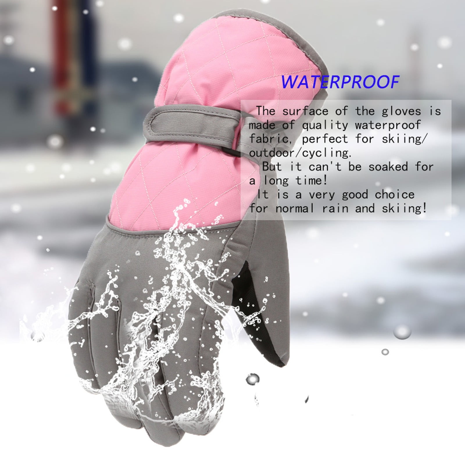 GXWEA 2T Gloves Kids Waterproof Gloves Kids Gloves Winter Gloves Thick Gloves Stretchy Warm Gloves Boys Girls 6-11 Year 10-16 Year AHA2 kids snow gloves Pink - Image 7