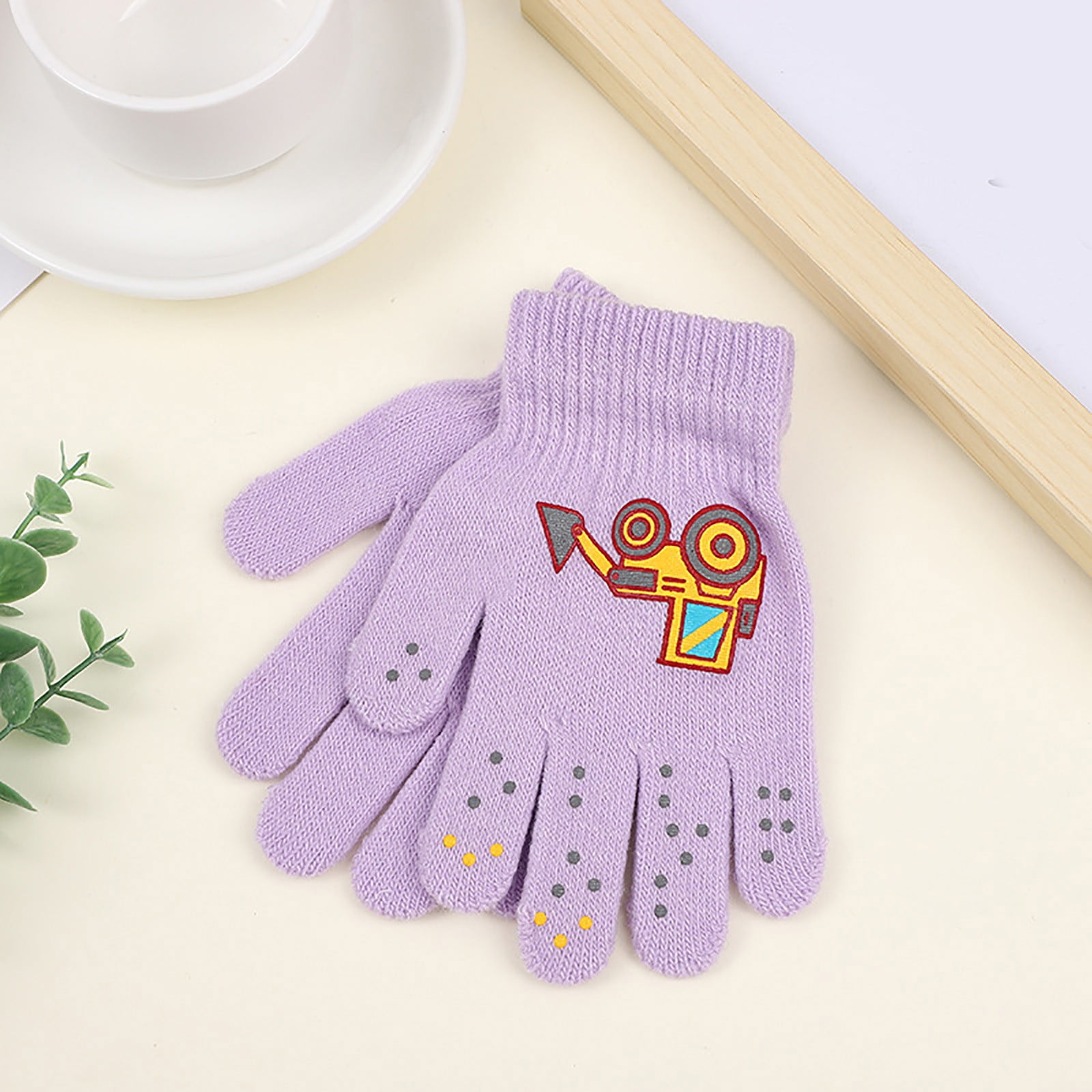 GXWEA 2T Gloves Kids Waterproof Gloves Kids Gloves Winter Gloves Thick Gloves Stretchy Warm Gloves Boys Girls 6-11 Year 5-12 years AHA4 kids snow gloves Purple - Image 2