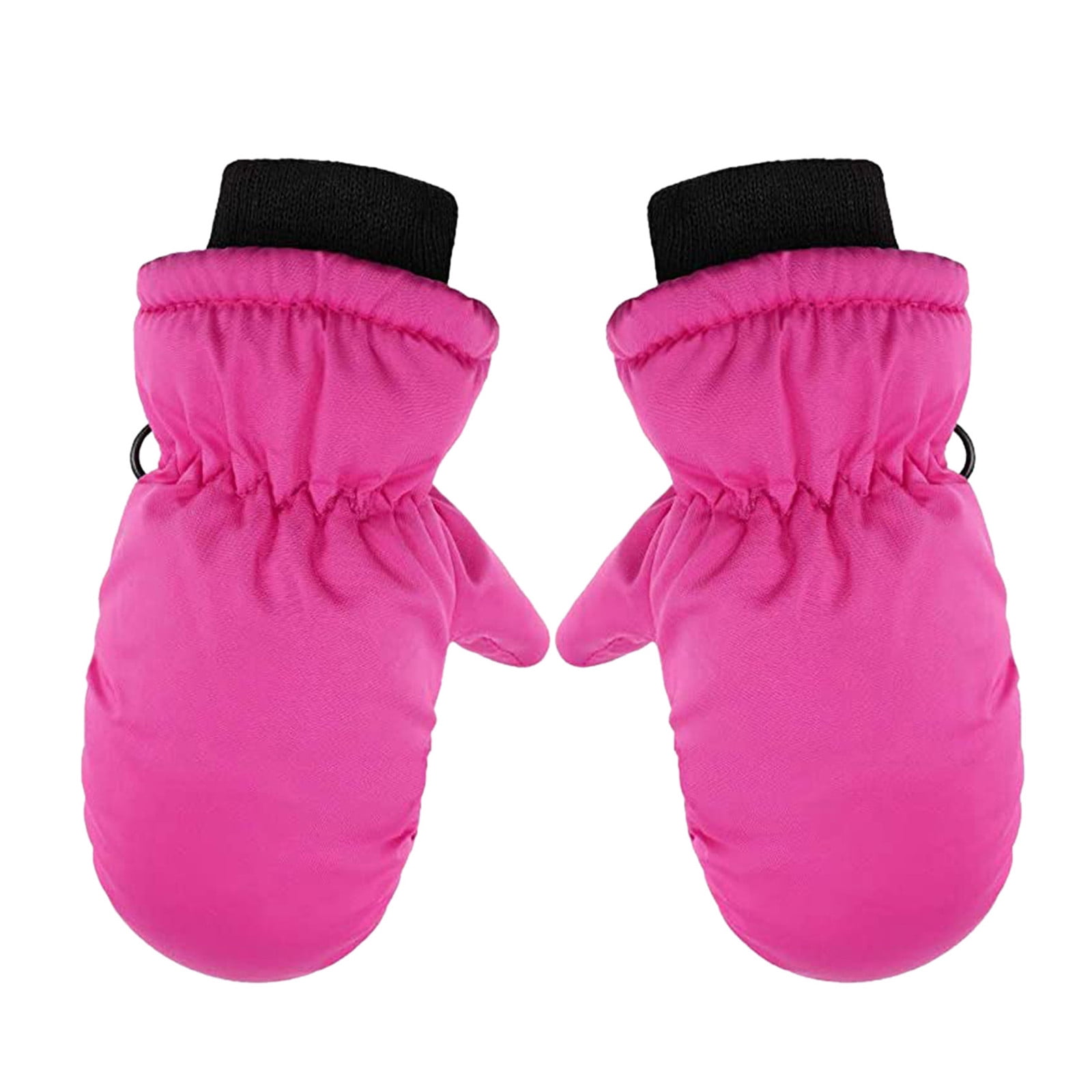 GXWEA 2T Gloves Kids Waterproof Gloves Kids Gloves Winter Gloves Thick Gloves Stretchy Warm Gloves Boys Girls 6-11 Year One Size Hot Pink - Image 1