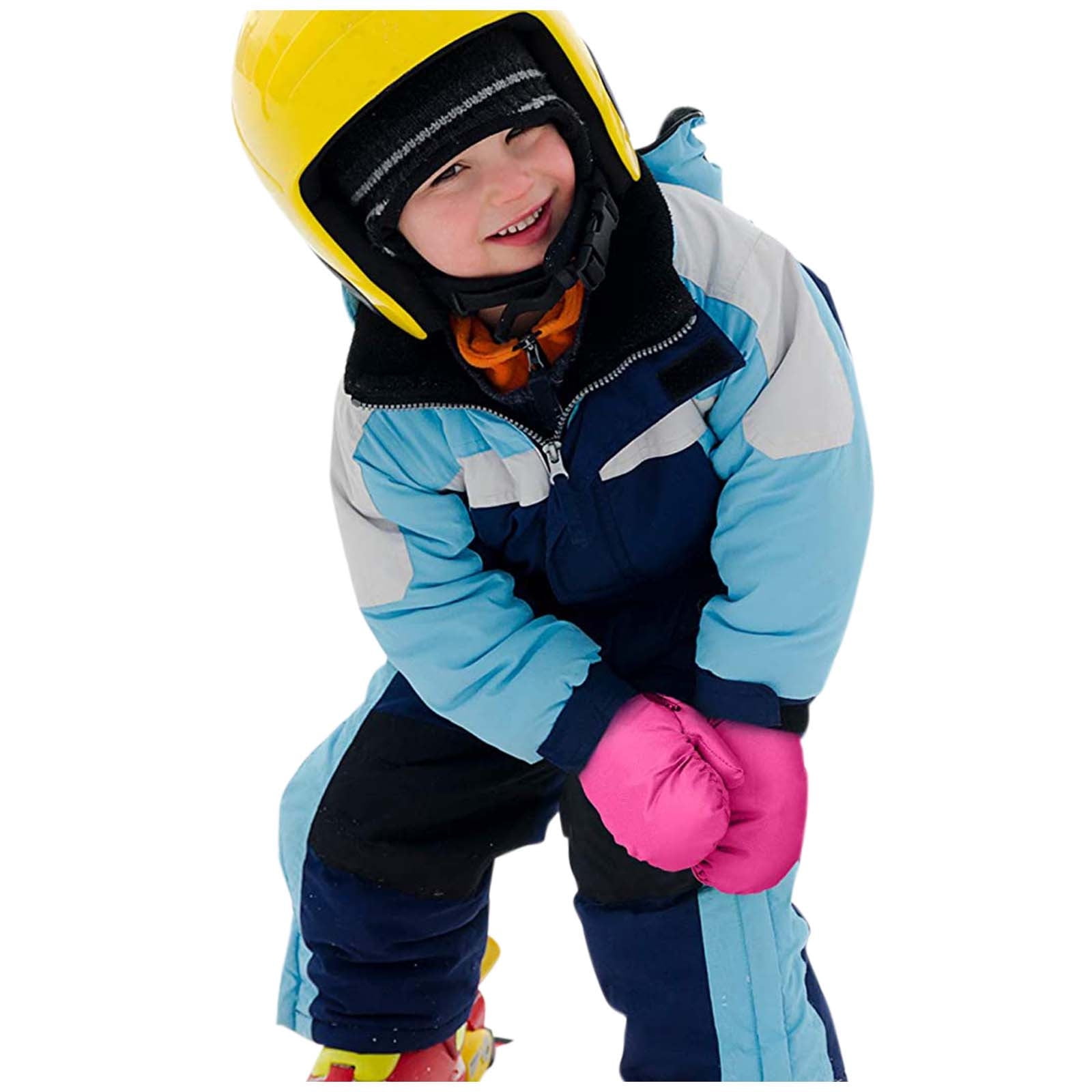 GXWEA 2T Gloves Kids Waterproof Gloves Kids Gloves Winter Gloves Thick Gloves Stretchy Warm Gloves Boys Girls 6-11 Year One Size Hot Pink - Image 2
