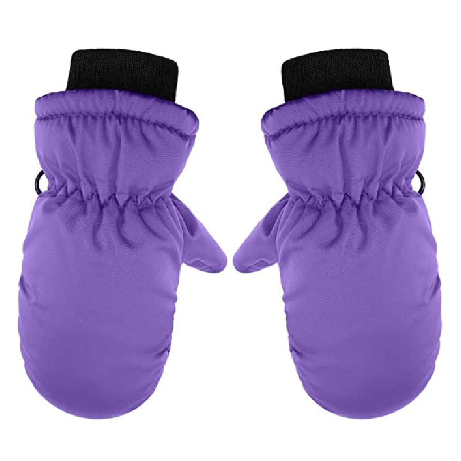 GXWEA 2T Gloves Kids Waterproof Gloves Kids Gloves Winter Gloves Thick Gloves Stretchy Warm Gloves Boys Girls 6-11 Year One Size Purple - Image 1