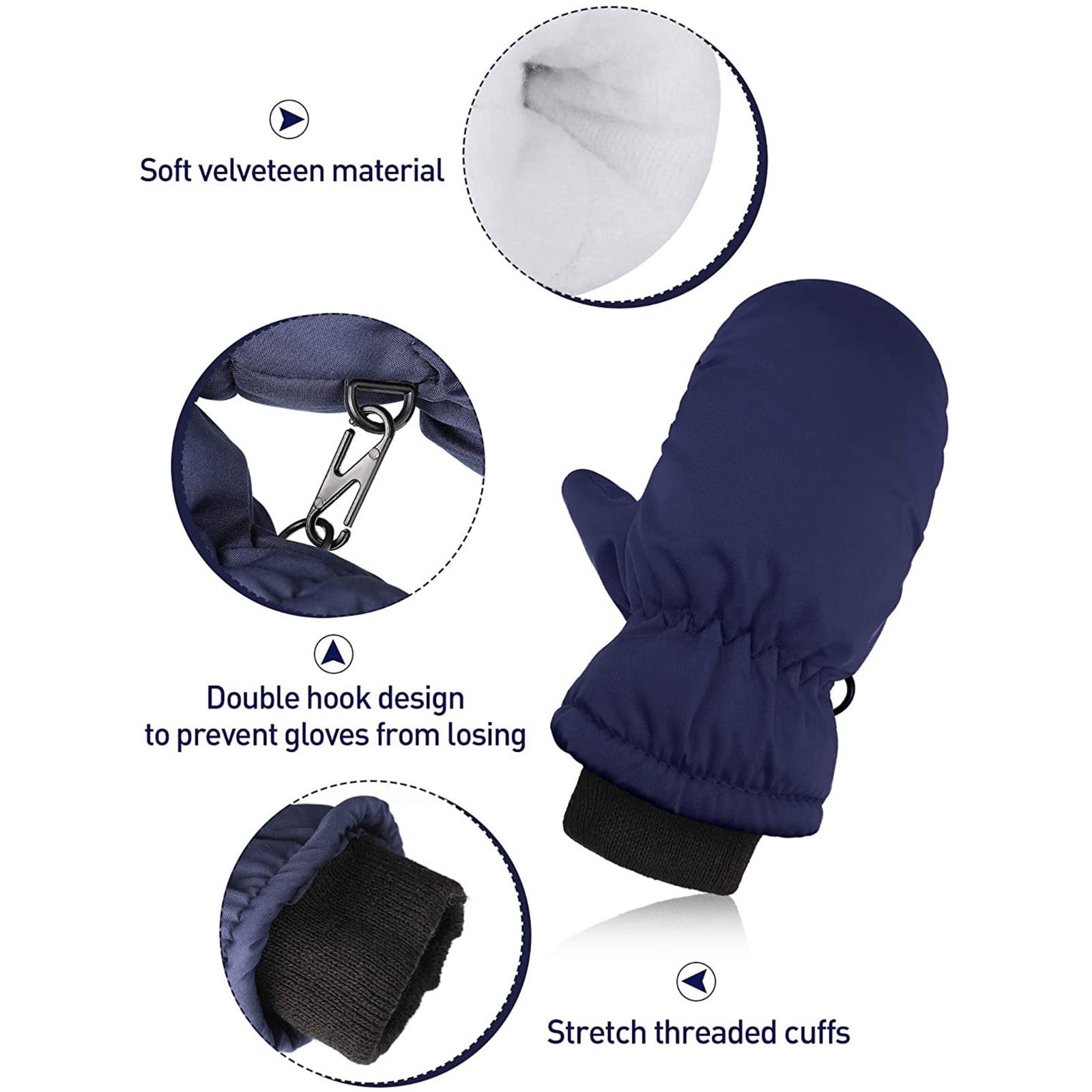 GXWEA 2T Gloves Kids Waterproof Gloves Kids Gloves Winter Gloves Thick Gloves Stretchy Warm Gloves Boys Girls 6-11 Year One Size color-7 - Image 2