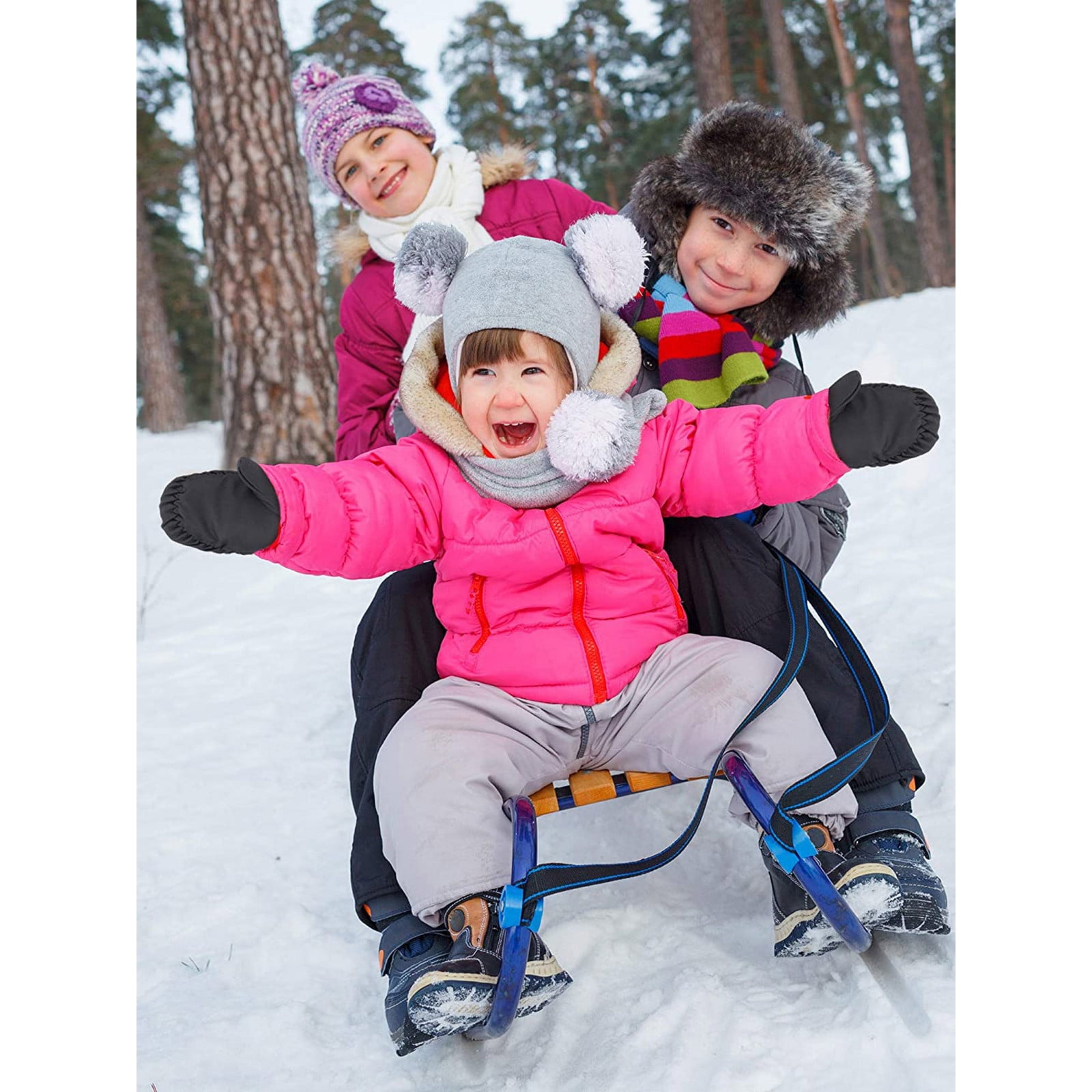 GXWEA 2T Gloves Kids Waterproof Gloves Kids Gloves Winter Gloves Thick Gloves Stretchy Warm Gloves Boys Girls 6-11 Year One Size color-7 - Image 4