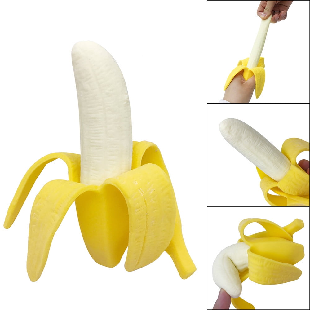 Banana Stress Ball, Soft Simulation Banana Fruit Squeezed Toys, Stretchy Banana Stress Ball Sensory Toys for Birthday Party Holiday Christmas Gift 1PC - Image 1