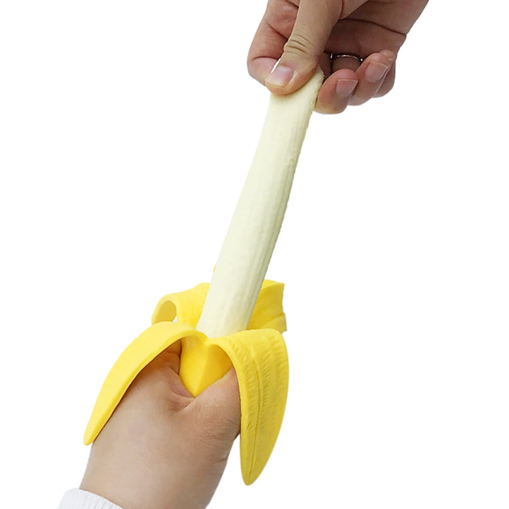 Banana Stress Ball, Soft Simulation Banana Fruit Squeezed Toys, Stretchy Banana Stress Ball Sensory Toys for Birthday Party Holiday Christmas Gift 1PC - Image 2