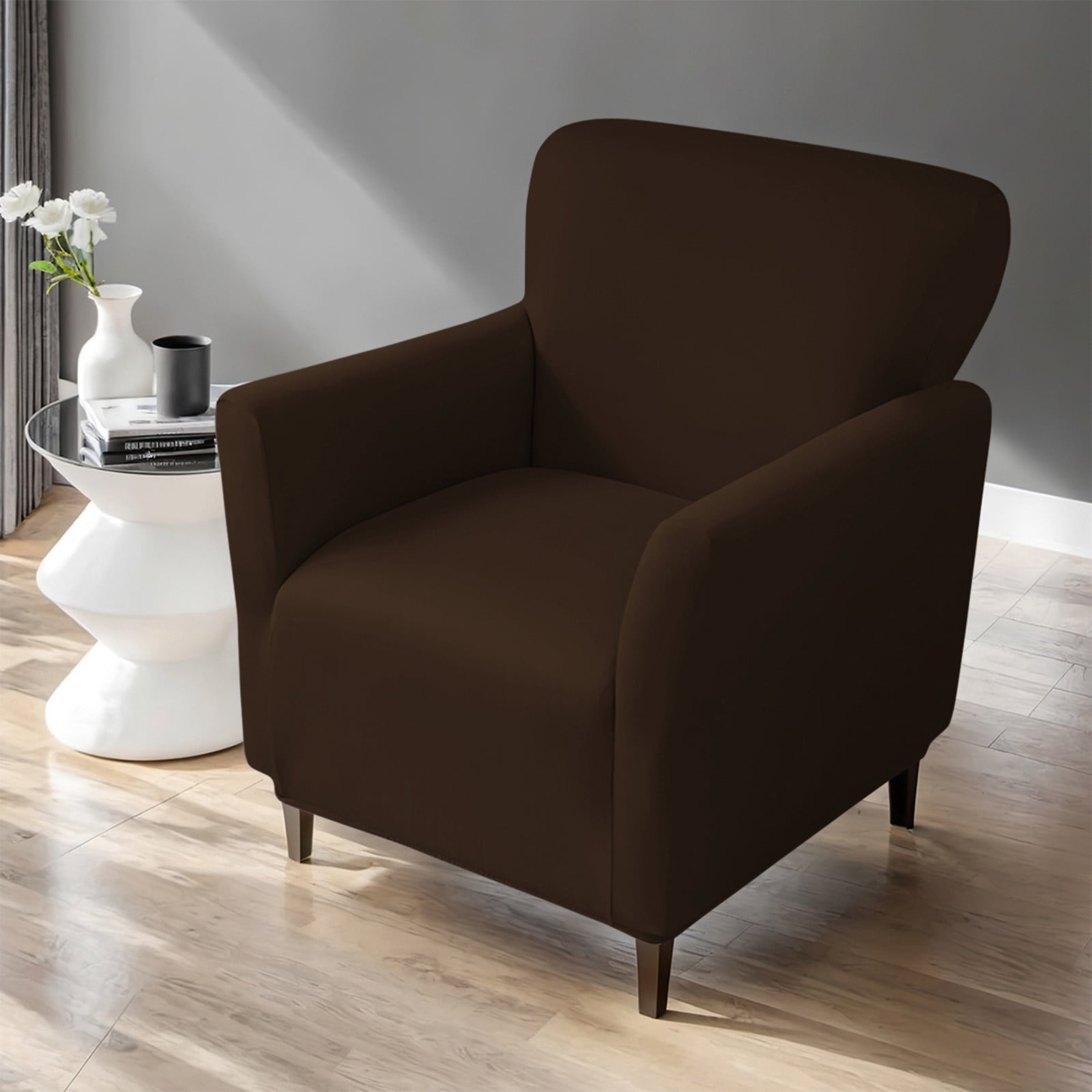 Chair Slipcovers, Waterproof Chair Covers, Armchair 1-Piece Stretch Chair Covers for Living Room, Nonslip Outdoor Armchair Slipcover, Elastic Solid Color Chair Cover, Pets Furniture Protector Coffee - Image 6