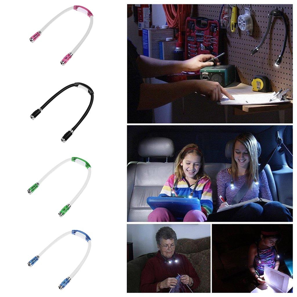 Rechargeable LED Neck Reading Light, 3 Modes Neck Reading Lamp, Hands Free Flexible Torch, U-Shaped LED Light with Soft Silicone Arms Comfortable Wear, for Camping Repairing Knitting Black - Image 1