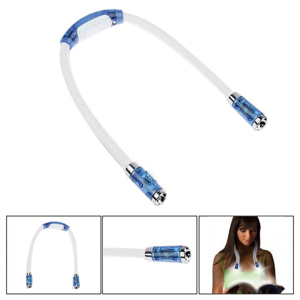 Rechargeable LED Neck Reading Light, 3 Modes Neck Reading Lamp, Hands Free Flexible Torch, U-Shaped LED Light with Soft Silicone Arms Comfortable Wear, for Camping Repairing Knitting Blue - Image 1