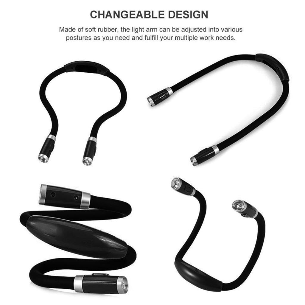 Rechargeable LED Neck Reading Light, 3 Modes Neck Reading Lamp, Hands Free Flexible Torch, U-Shaped LED Light with Soft Silicone Arms Comfortable Wear, for Camping Repairing Knitting Pink - Image 4