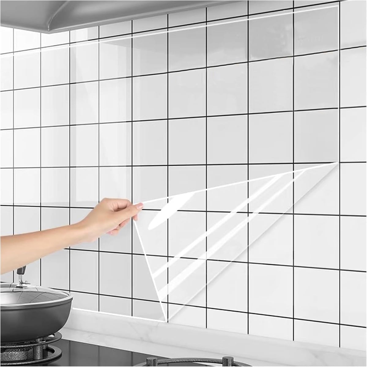 Wall Protective Film,Self-Adhesive Contact Paper,Removable Walls Covering,Heat-Resistant Clear Shelf Liner Backsplash for Home - Image 1