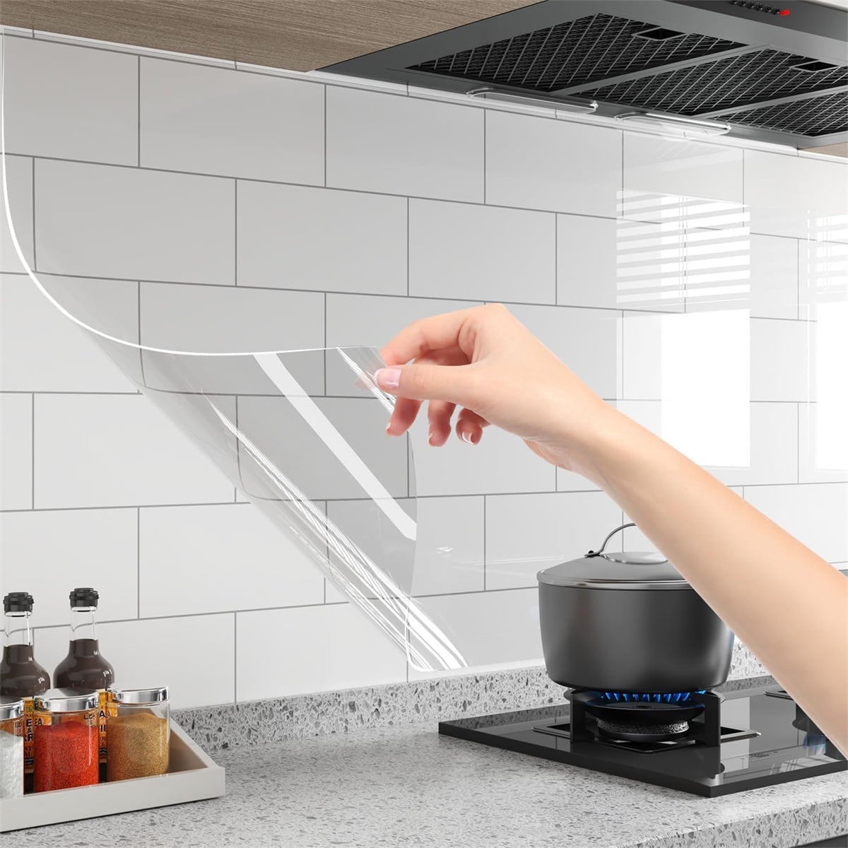 Wall Protective Film,Self-Adhesive Contact Paper,Removable Walls Covering,Heat-Resistant Clear Shelf Liner Backsplash for Home - Image 4