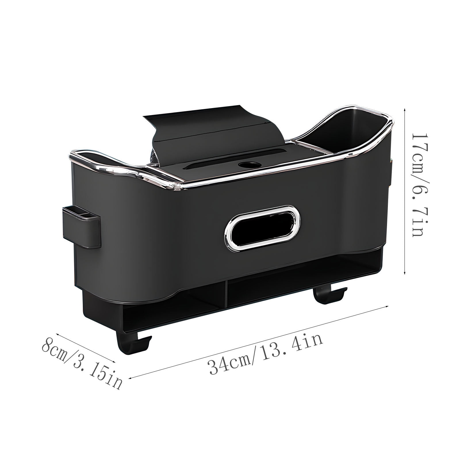 Backseat Car Organizer, Back Seat Cup Holders for Cars, Multifunctional Car Organizers and Storage, Car Seat Organizer, Car Tissue Organizer with 2 Cup Holder, for Glasses Phones Keys and Cards Black - Image 3