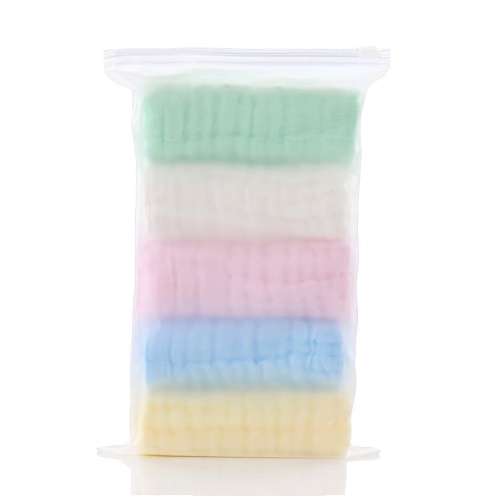 10PCS Muslin Cotton Baby Towel Soft Baby Bath Towel Multicolor Newborn Washcloths and Towels white & pink & blue & green & yellow - Image 6