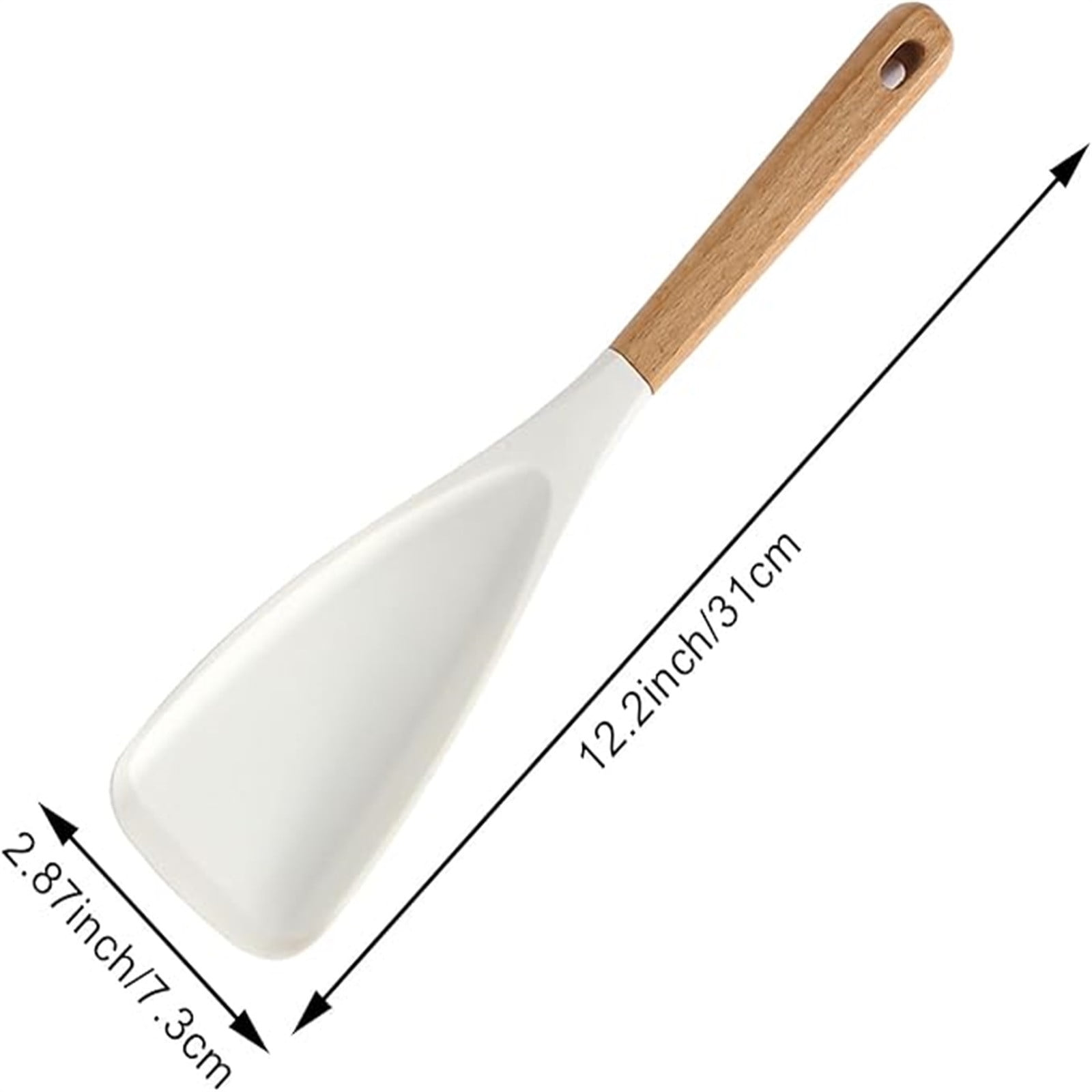 Cooking Spoon for Nonstick Cookwares, Multi-functional Silicone Cooking Shovel with Wooden Handle, Silicone Salad Spatula Kitchen Utensils for Mixing Scrape Black - Image 3