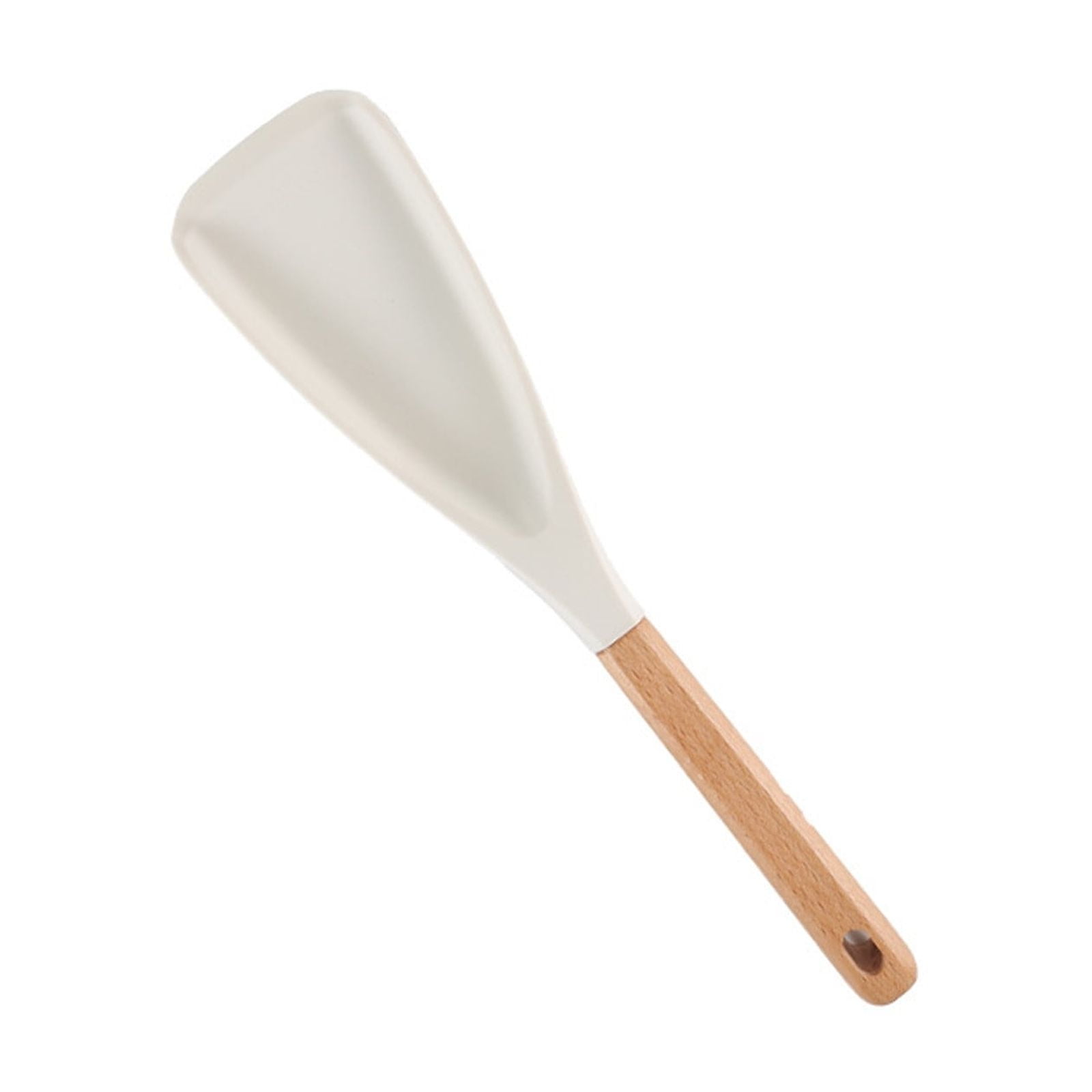 Cooking Spoon for Nonstick Cookwares, Multi-functional Silicone Cooking Shovel with Wooden Handle, Silicone Salad Spatula Kitchen Utensils for Mixing Scrape White - Image 1