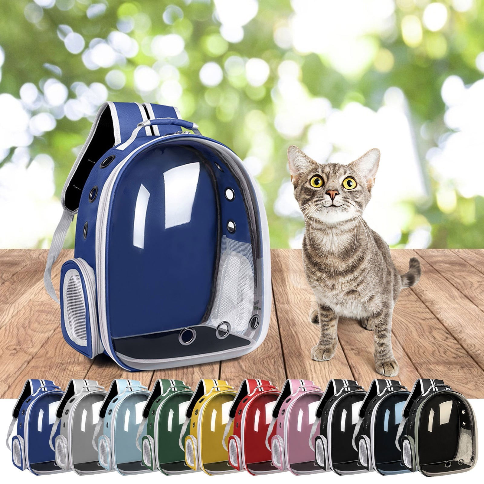 Pet Backpack Carrier, Transparent Space Capsule Pet Backpack Bag with Straps, Breathable Pet Carrier for Traveling Walking Hiking Outdoor Activities H - Image 1