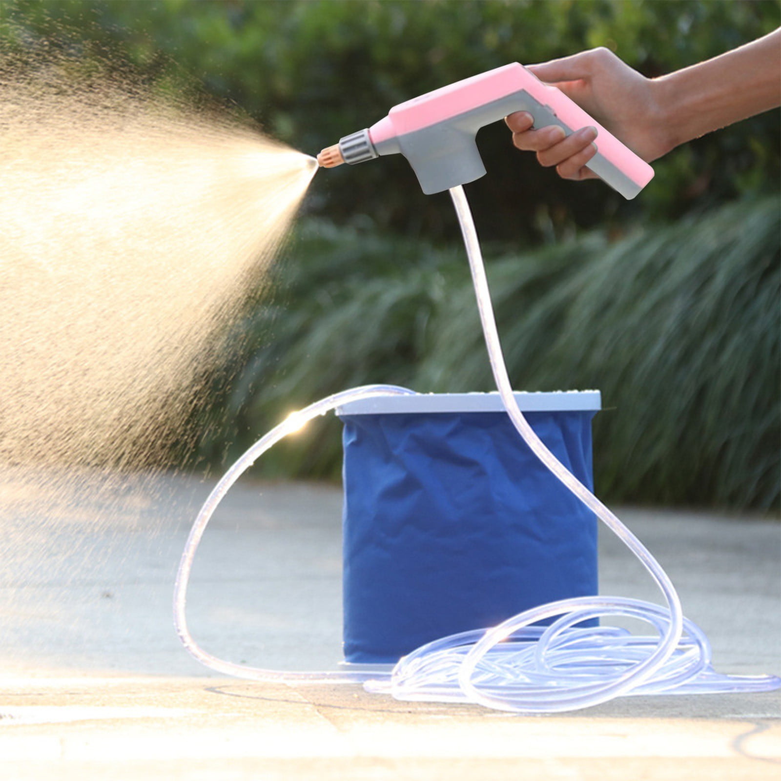 Foam Sprayer, High Pressure Sprayer Pump Spray Bottle Car Cleaning Sprayer for Car Washing, Window Cleaning, Courtyard Sweeping, Flower Watering, Home Electric Pressurized Nozzle Pink - Image 1