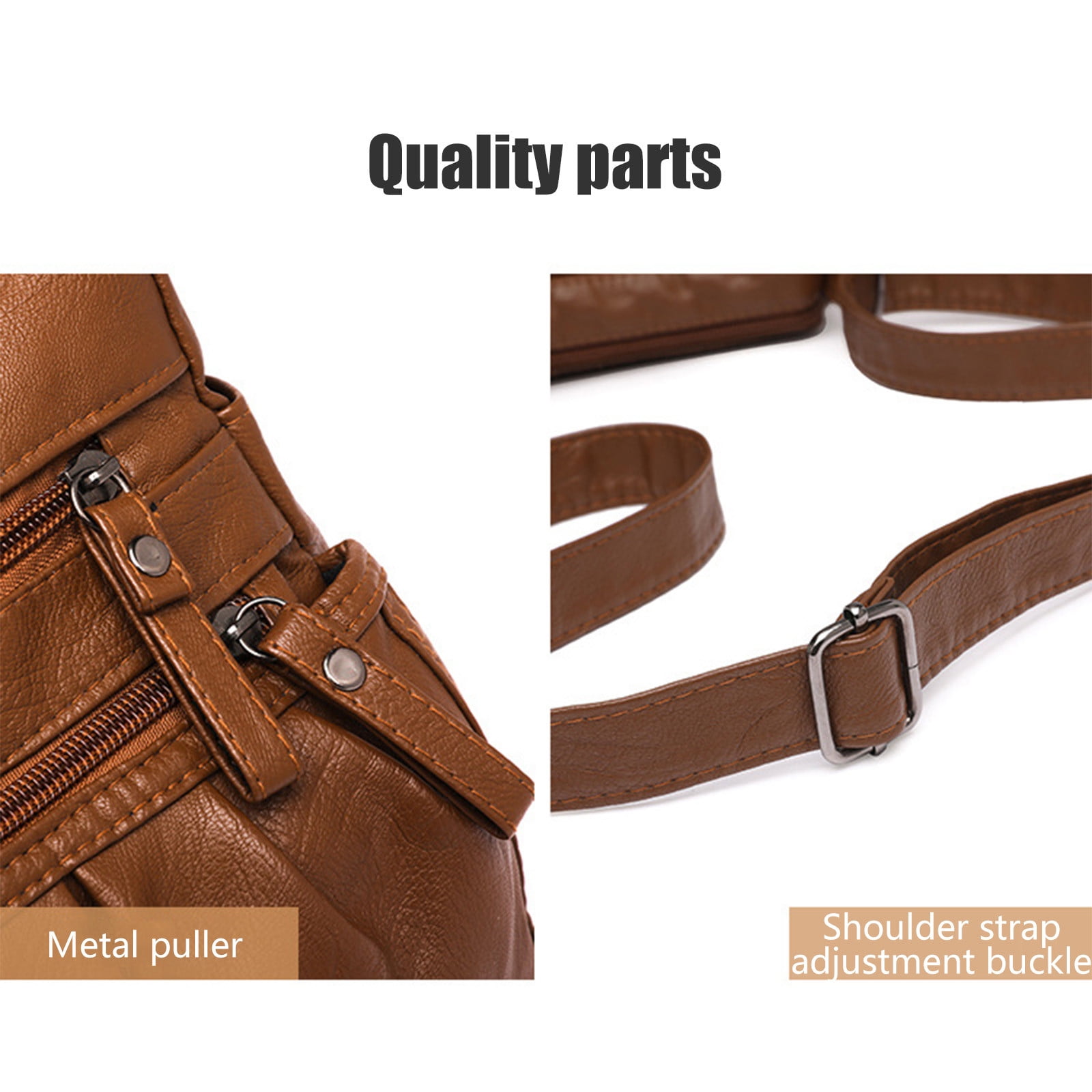 Crossbody Bags for Women, Pocketbooks Soft PU Leather Purses and Handbags, Multi Pocket Shoulder Bag, Multi Layer Fashionable Shoulder Women Bag, Shoulder Fashionable Pleated Bag Brown - Image 5