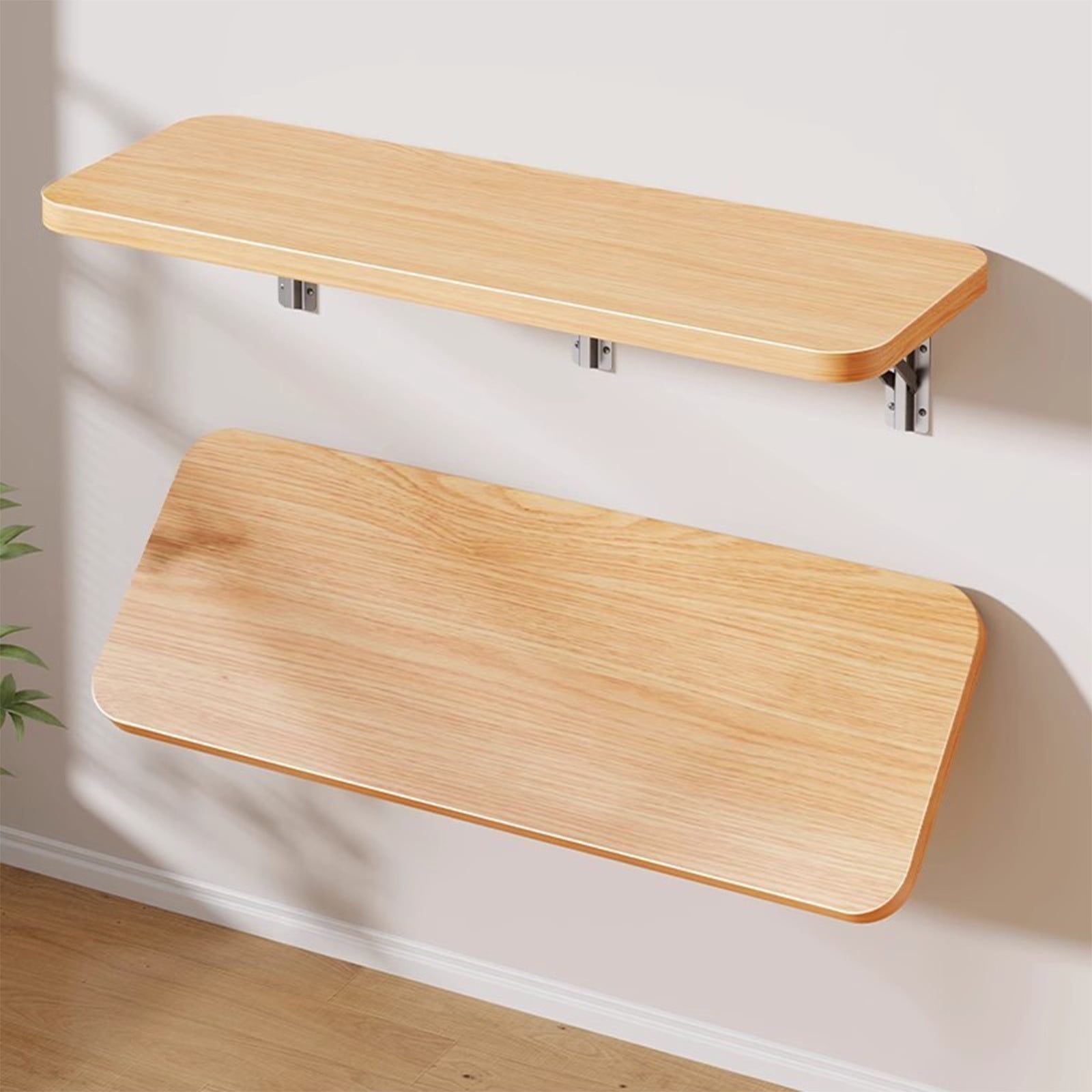 Floating Balcony Railing Table, Outdoor Indoor Wall Mounted Folding Table, Wall Mounted Shelves, Wall Foldable Shelves, Board Shelves, for Bedroom, Living Room, Kitchen Brown - Image 6