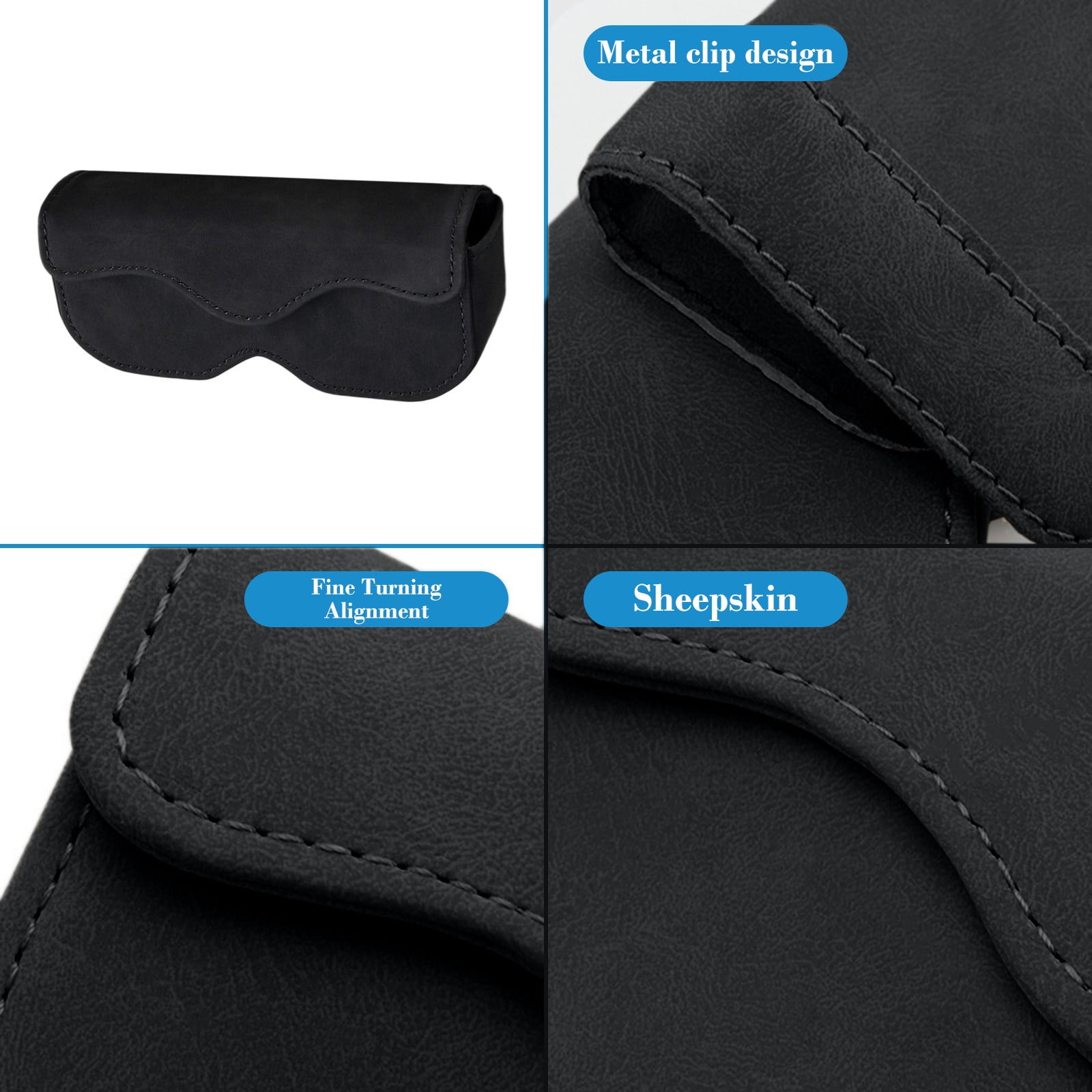 Sunglasses Holder for Car Sun Visor, Leather Auto Eyeglasses Storage Case with Hidden Closure, Protective Glasses Organizer Box, Vehicle Visor Accessories for Woman Man Beige - Image 5