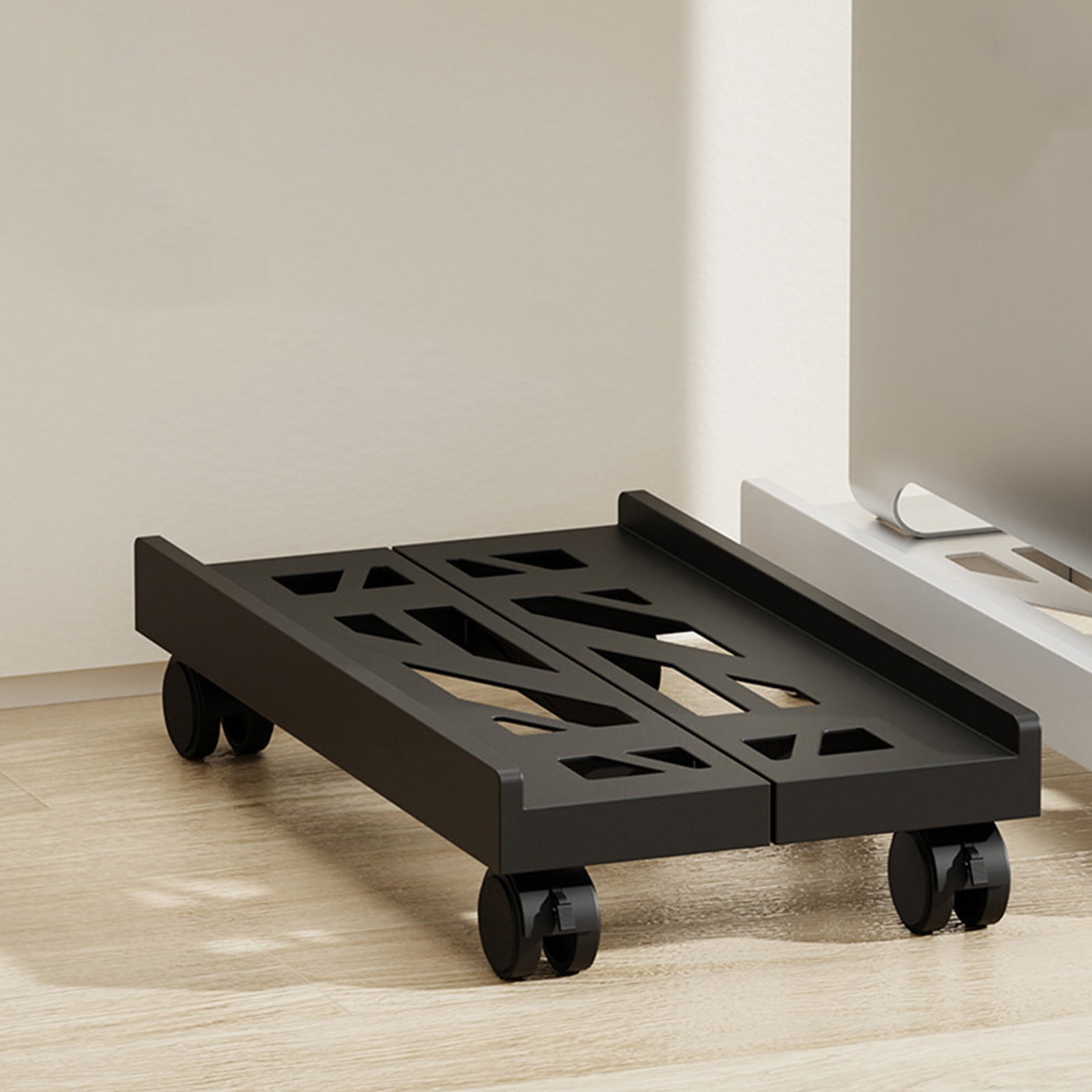 Adjustable Mobile CPU Stand, Ventilated Computer Tower Stand with 4 Caster Wheels, for PC Tower, Under Desk CPU Holder, PC Floor Cart Computer Riser for Gamers Black - Image 4