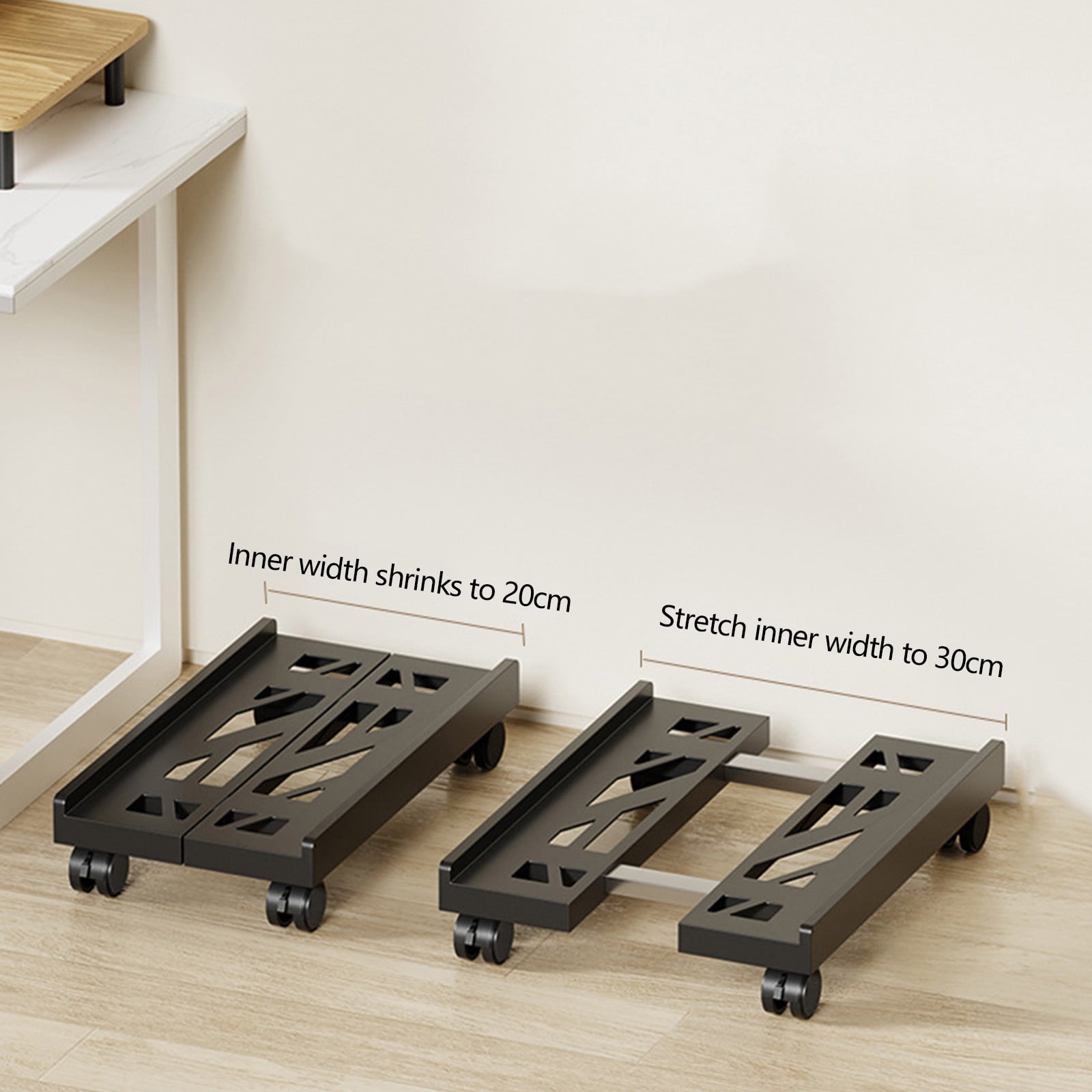 Adjustable Mobile CPU Stand, Ventilated Computer Tower Stand with 4 Caster Wheels, for PC Tower, Under Desk CPU Holder, PC Floor Cart Computer Riser for Gamers White - Image 6