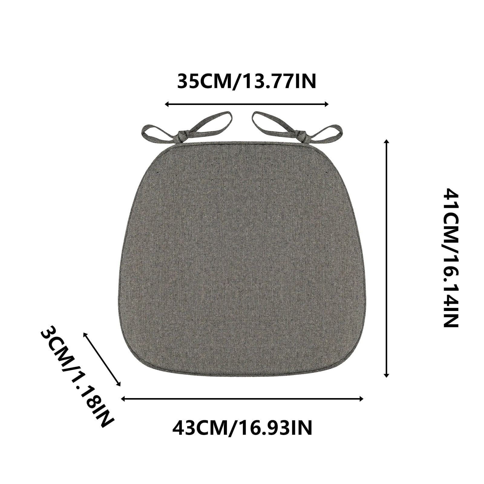Chair Cushion with Ties for Dining Chairs, 16x17