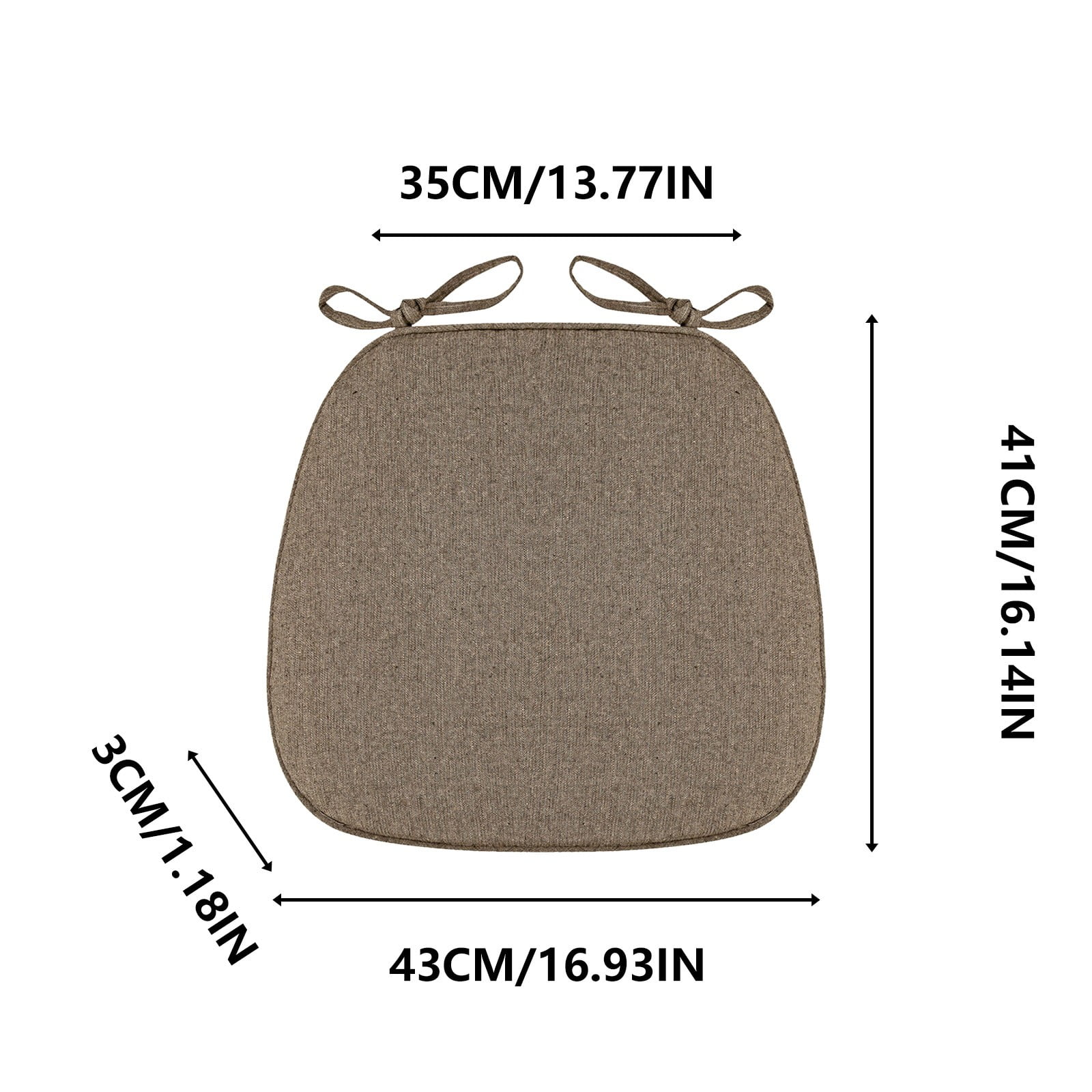 Chair Cushion with Ties for Dining Chairs, 16x17