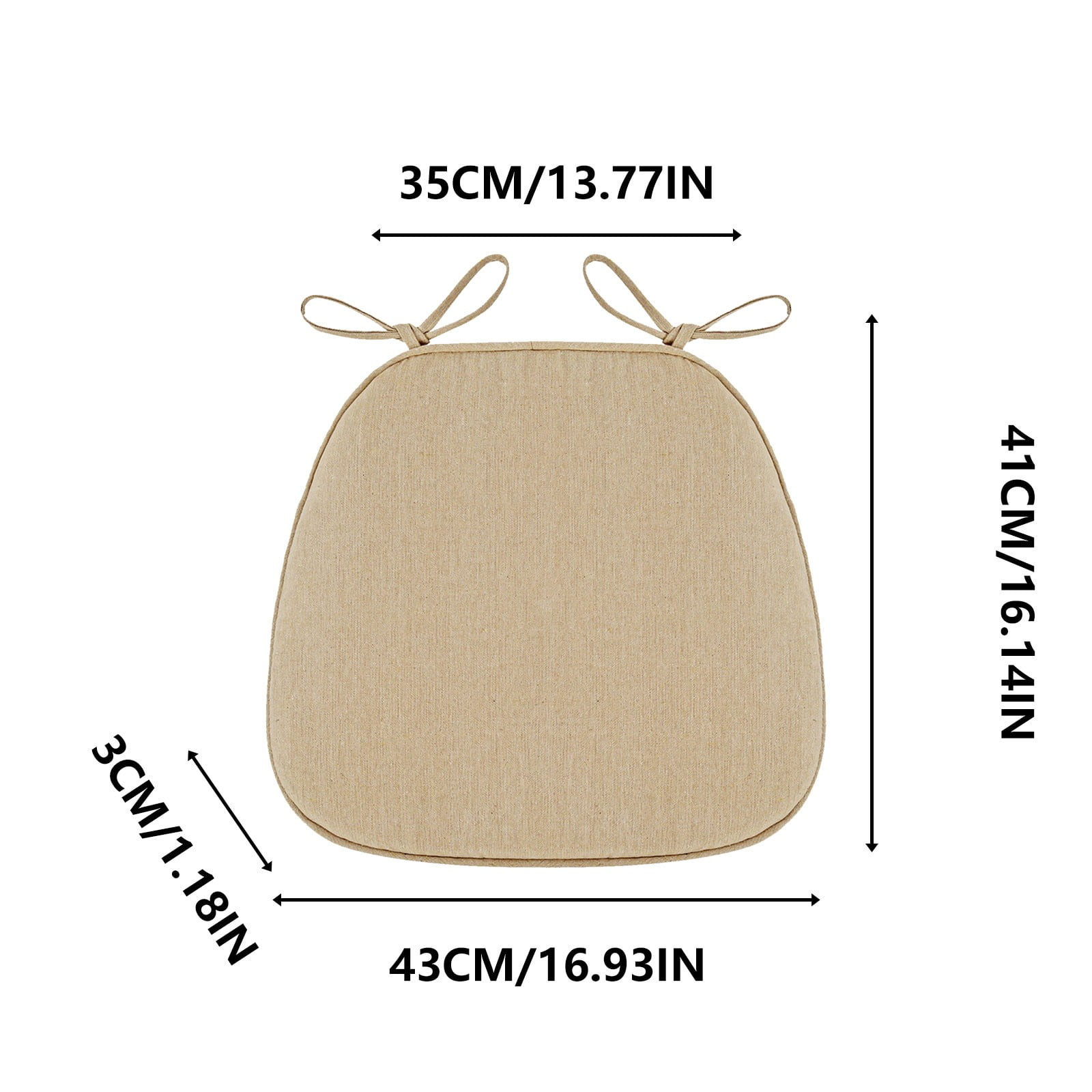 Chair Cushion with Ties for Dining Chairs, 16x17