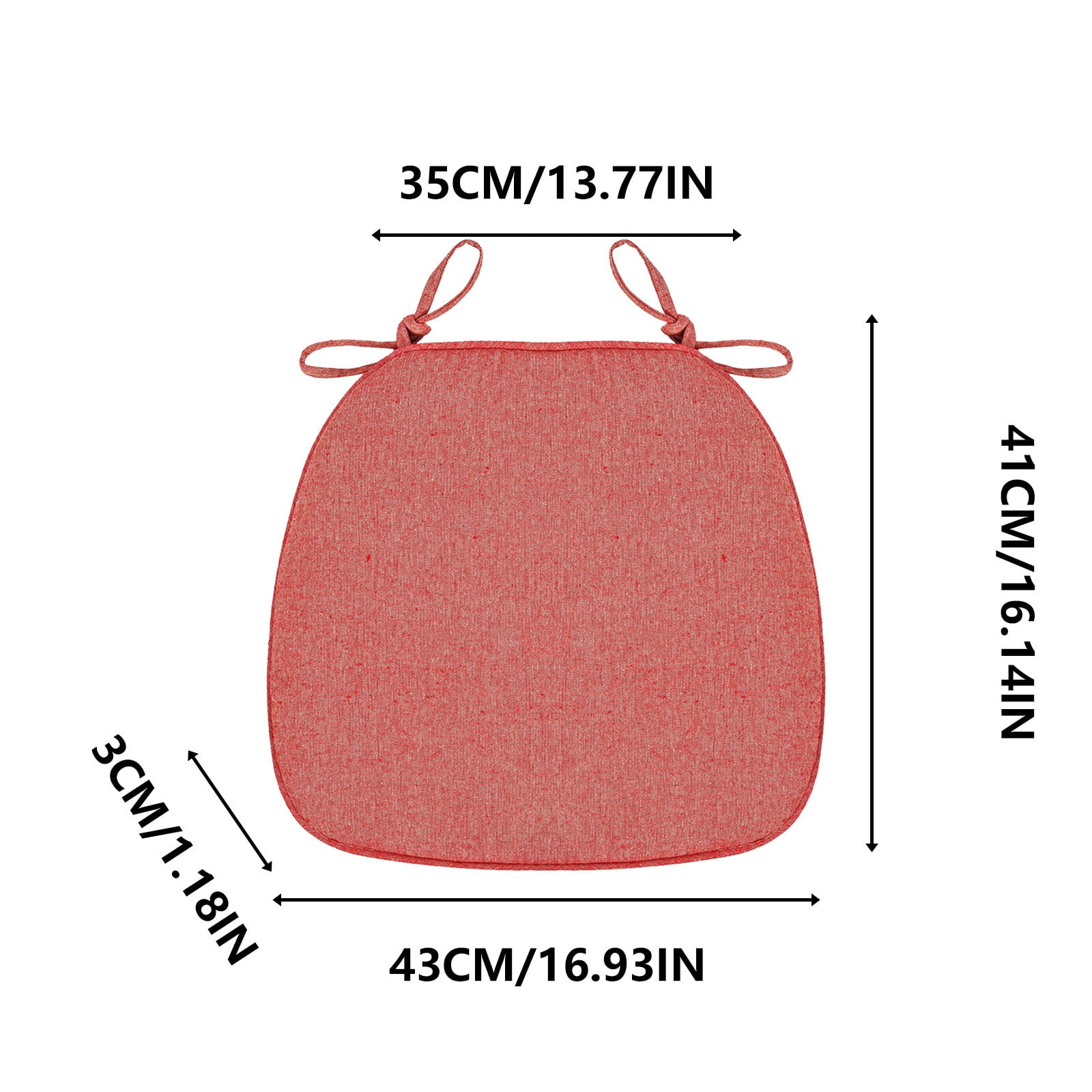 Chair Cushion with Ties for Dining Chairs, 16x17