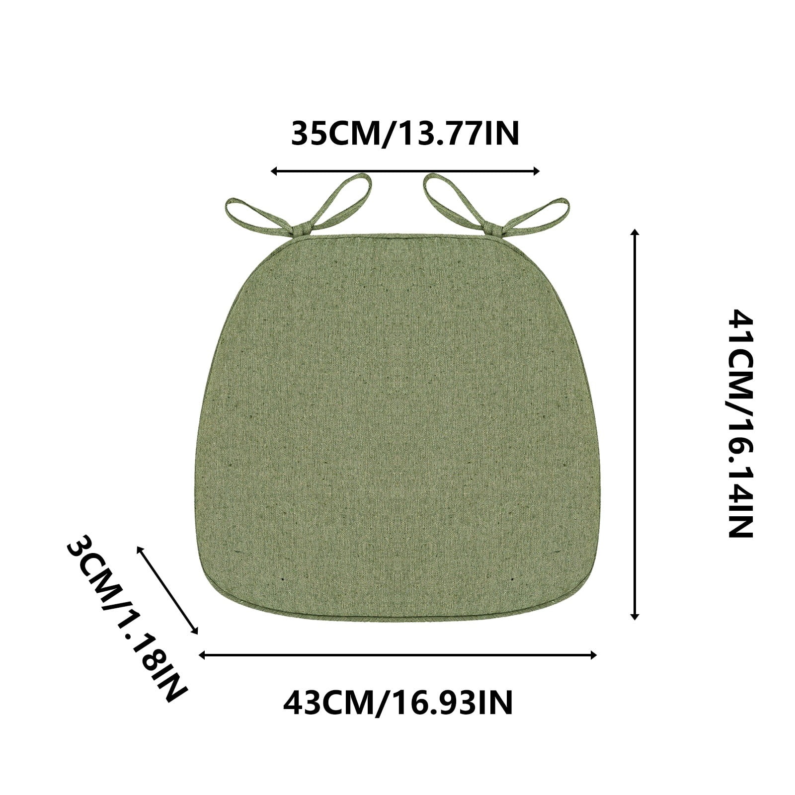 Chair Cushion with Ties for Dining Chairs, 16x17
