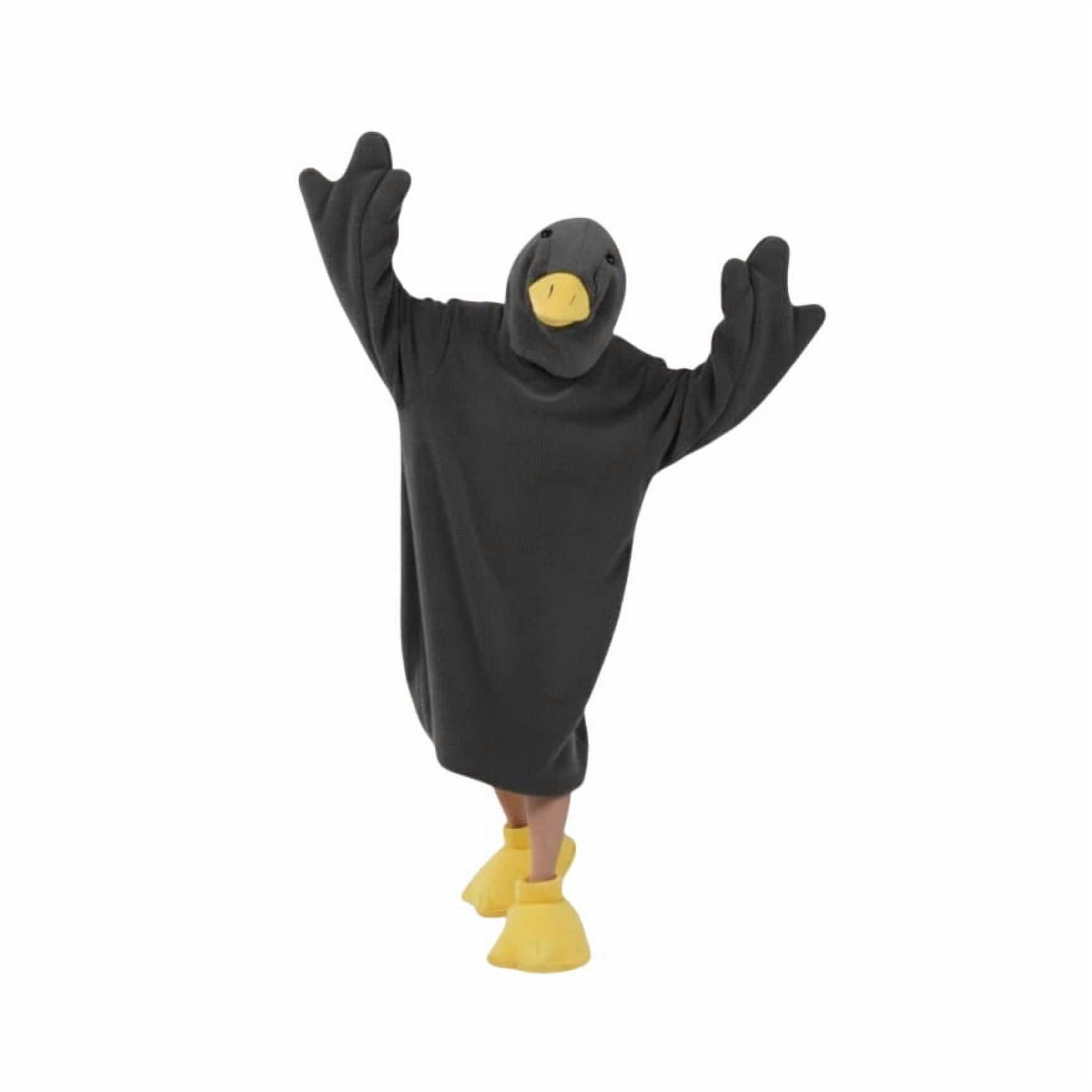 Goose Blanket Hoodie Onesie, Large Warm Wearable Flannel Blankets with Sleeves and Gooses Feet Slippers, for Festival Home Party Holiday Indoor XXL Gray - Image 1