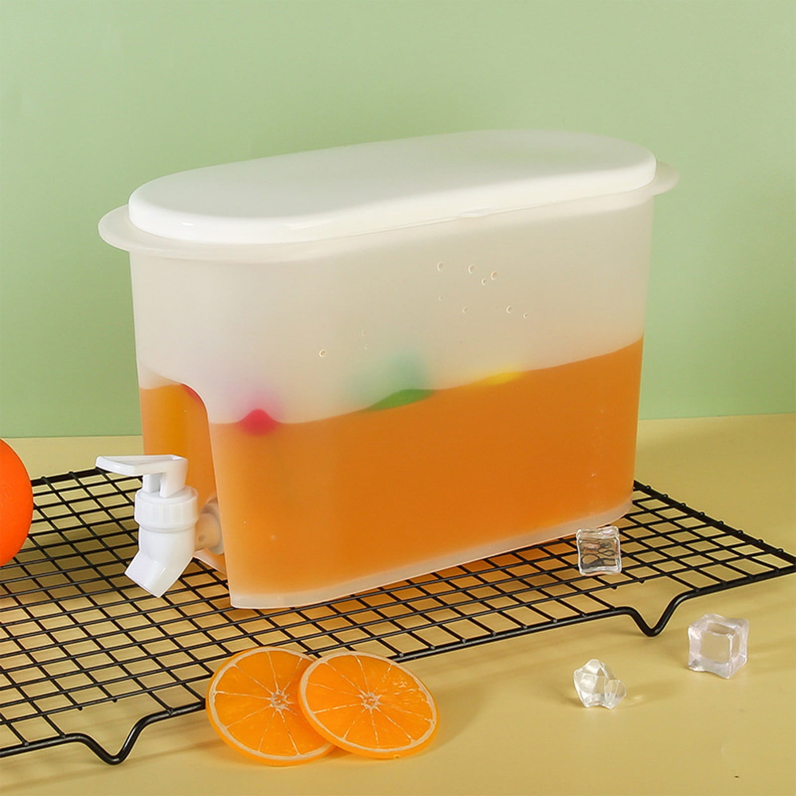 Beverage Drink Dispenser for Fridge, Plastic Beverage Dispenser with Spigot, Juice Container Sealed, Cold Hot Drink Jug for Christmas Party Supplies, Outdoor Camping Tools Clear - Image 1