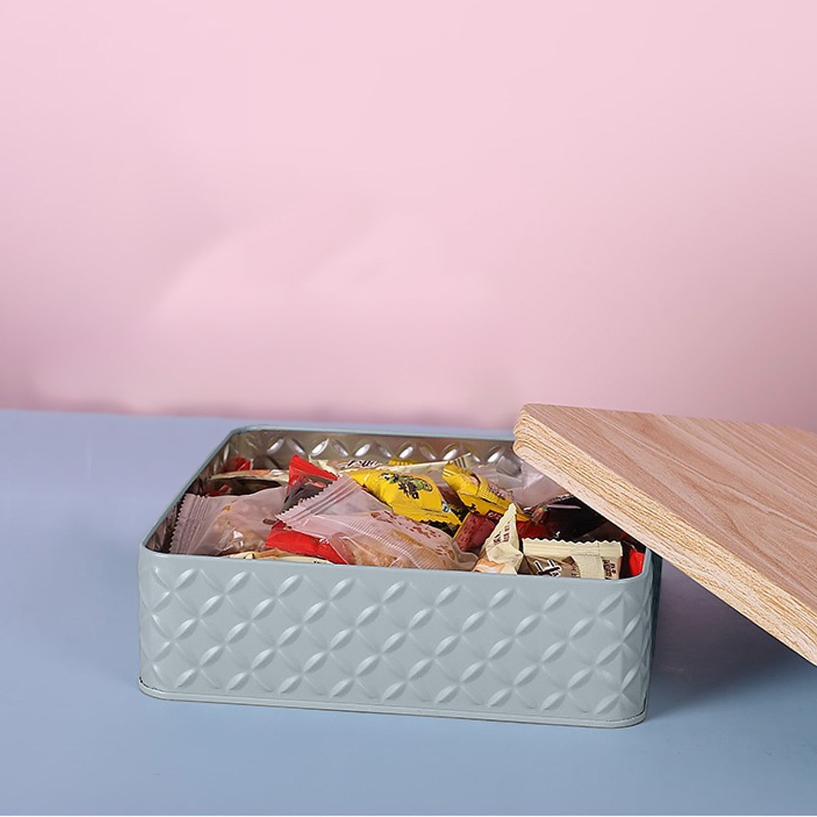 Cake Tins with Lids, Decorative Metal Cookie Snack Jars, Iron Packaging Box, Holiday Parties Reusable Food Storage Containers, Storage Box, for Cookies Candy Chocolate Packaging Pink - Image 1