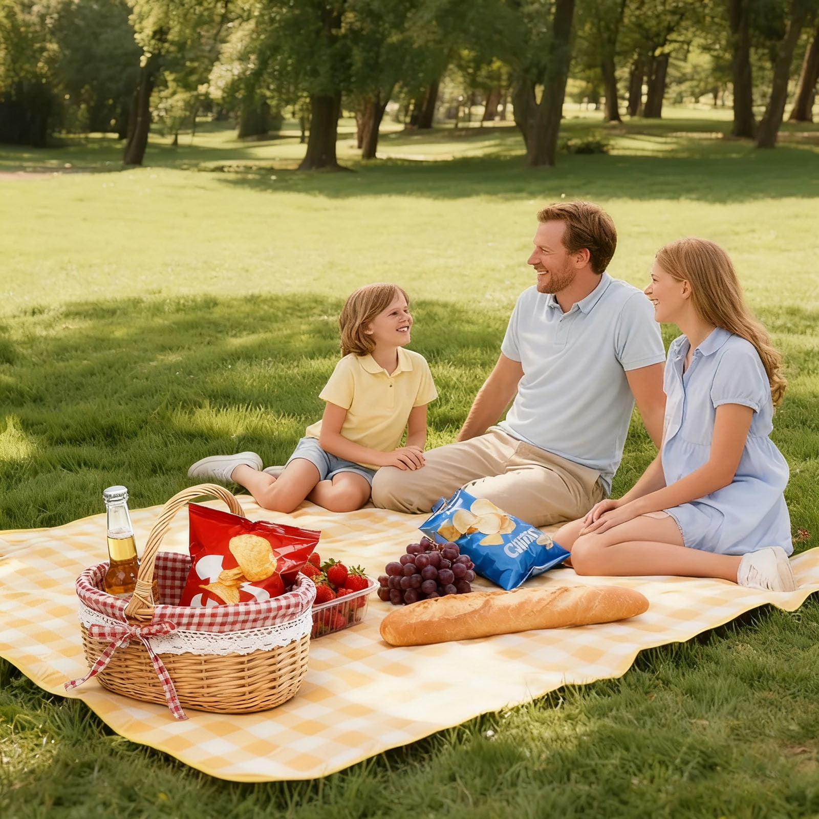Wicker Picnic Basket with Handles and Linen Cloth Lining, Empty Baskets for Gifts, Woven Easter Basket, Willow Picnic Hamper Garden Harvest Basket, for Easter Egg Gathering, Candy, Toys Red - Image 3