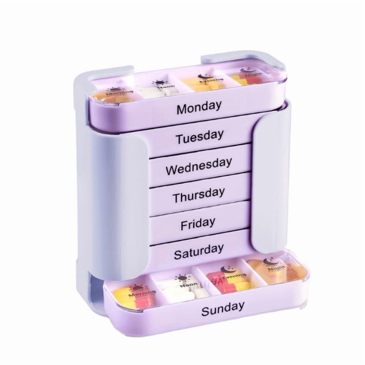 7-Day Medication Organizer, for Effortless Health Management, Large Weekly Pill Organizer with 4 Times a Day Compartments, Stackable Pill Organizer, for Vitamins and Supplements Blue - Image 1