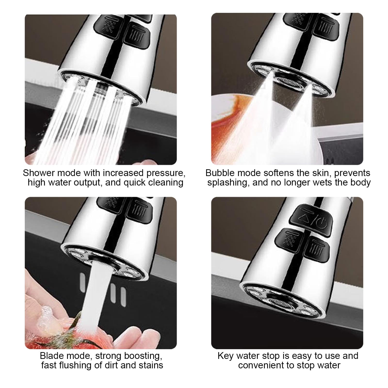 Sink Water Filter Faucet, 360 Rotating Faucet Filter, 3 Mode Sprayer, Extender Purifier, Remove Heavy Metal Hard Water, for Home Toilets Kitchen Bathroom Black - Image 4