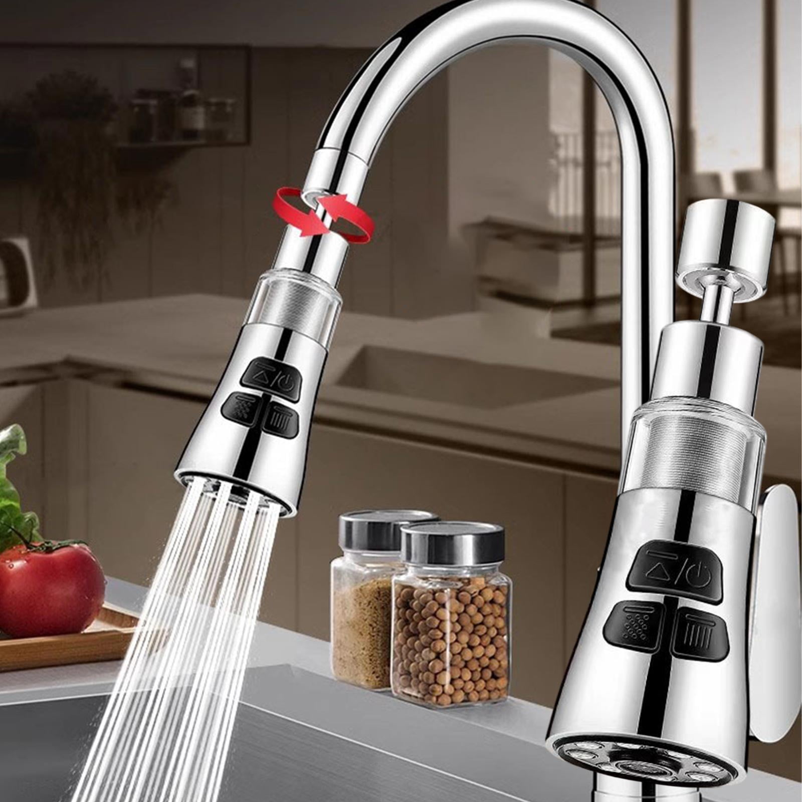 Sink Water Filter Faucet, 360 Rotating Faucet Filter, 3 Mode Sprayer, Extender Purifier, Remove Heavy Metal Hard Water, for Home Toilets Kitchen Bathroom Silver - Image 1
