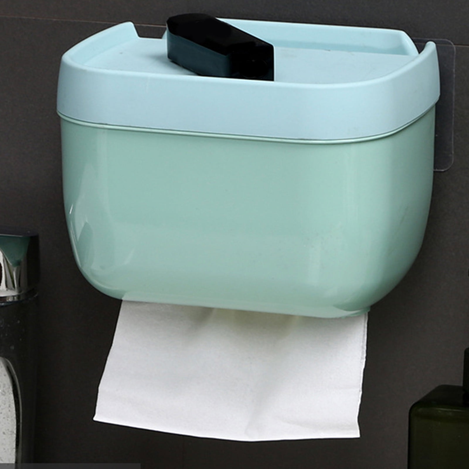 Plastic Tissue Box, Multi-Functional Tissue Box Holder, Plastic Paper Towel Box, Wall Mounted Tissue Box Cover Holder, Toilet Tissue Storage Box, for Bathroom Refillable Blue - Image 4