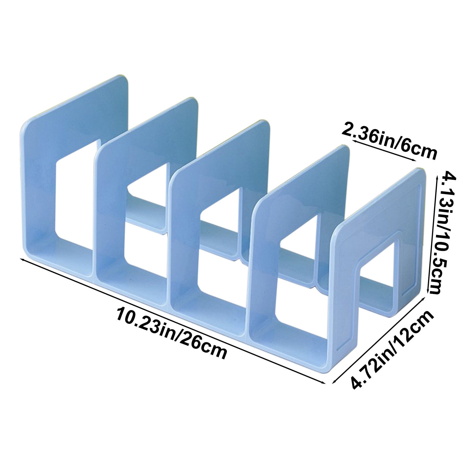 Acrylic Desk File Sorter, 4 Compartments Desktop File Organizer, Closet Organizer, Bookshelf Divider for Home Office Table Blue - Image 3