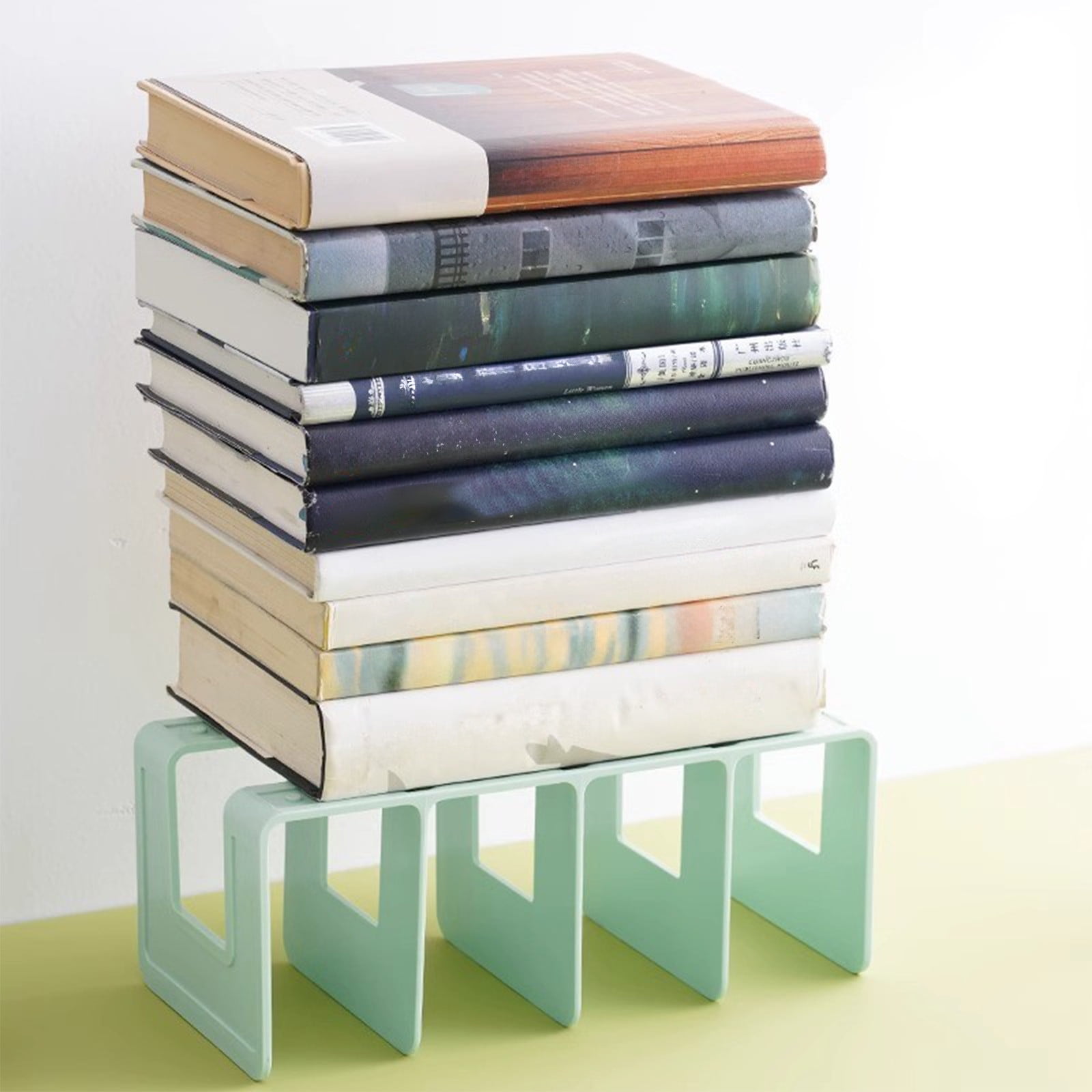 Acrylic Desk File Sorter, 4 Compartments Desktop File Organizer, Closet Organizer, Bookshelf Divider for Home Office Table Green - Image 5